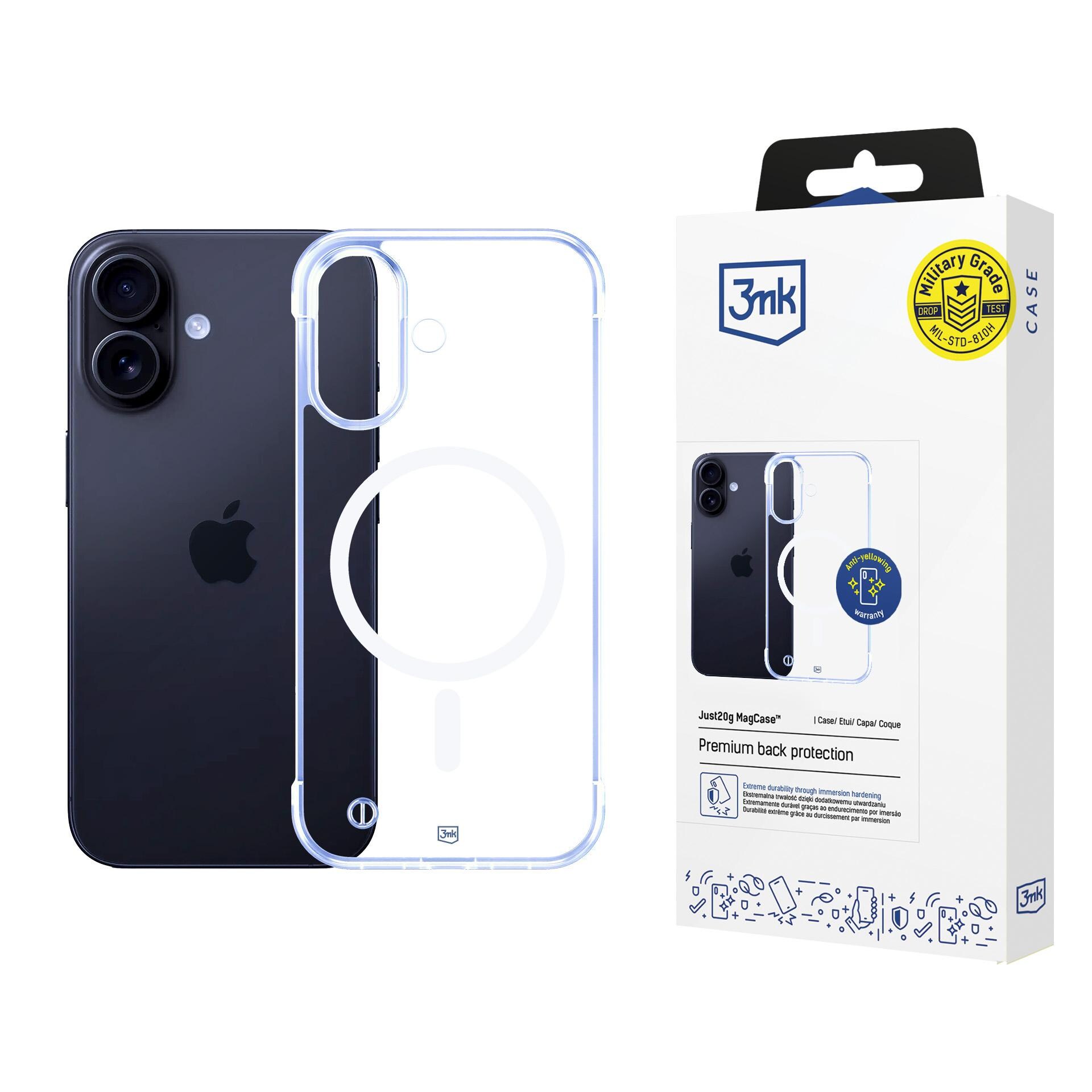 3mk Just20g MagCase til iPhone 16 – gennemsigtig