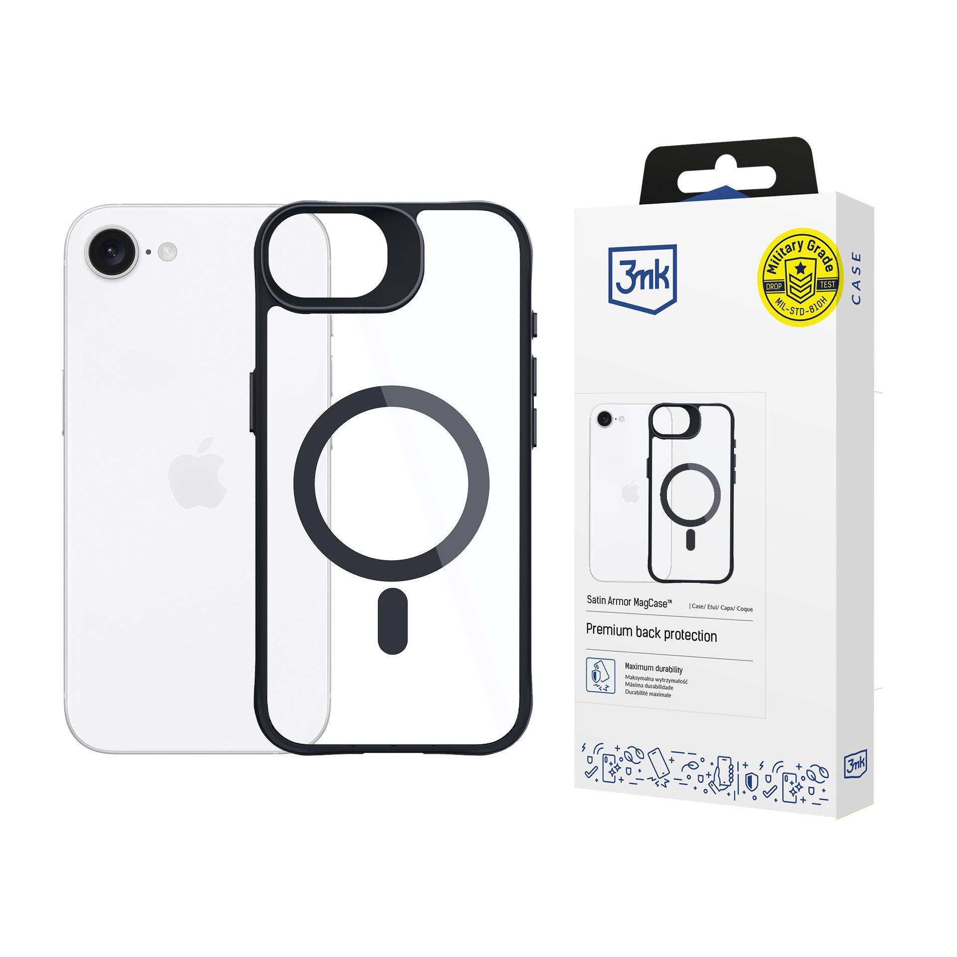 3mk Satin Armor MagCase til Apple iPhone 16e / SE 4 – Gennemsigtig
