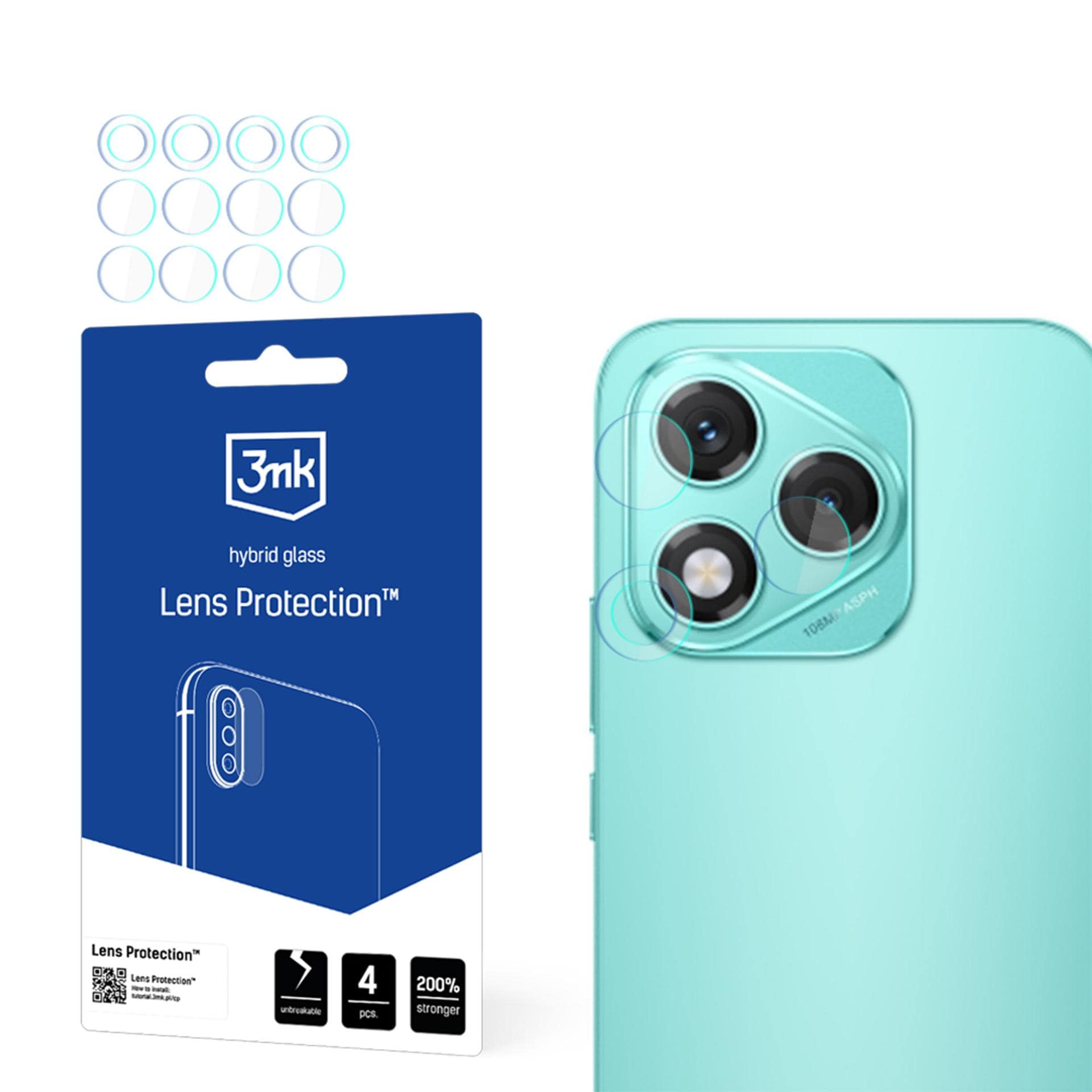 3mk hybridglas til beskyttelse af kameralinsen på Honor 400 Lite