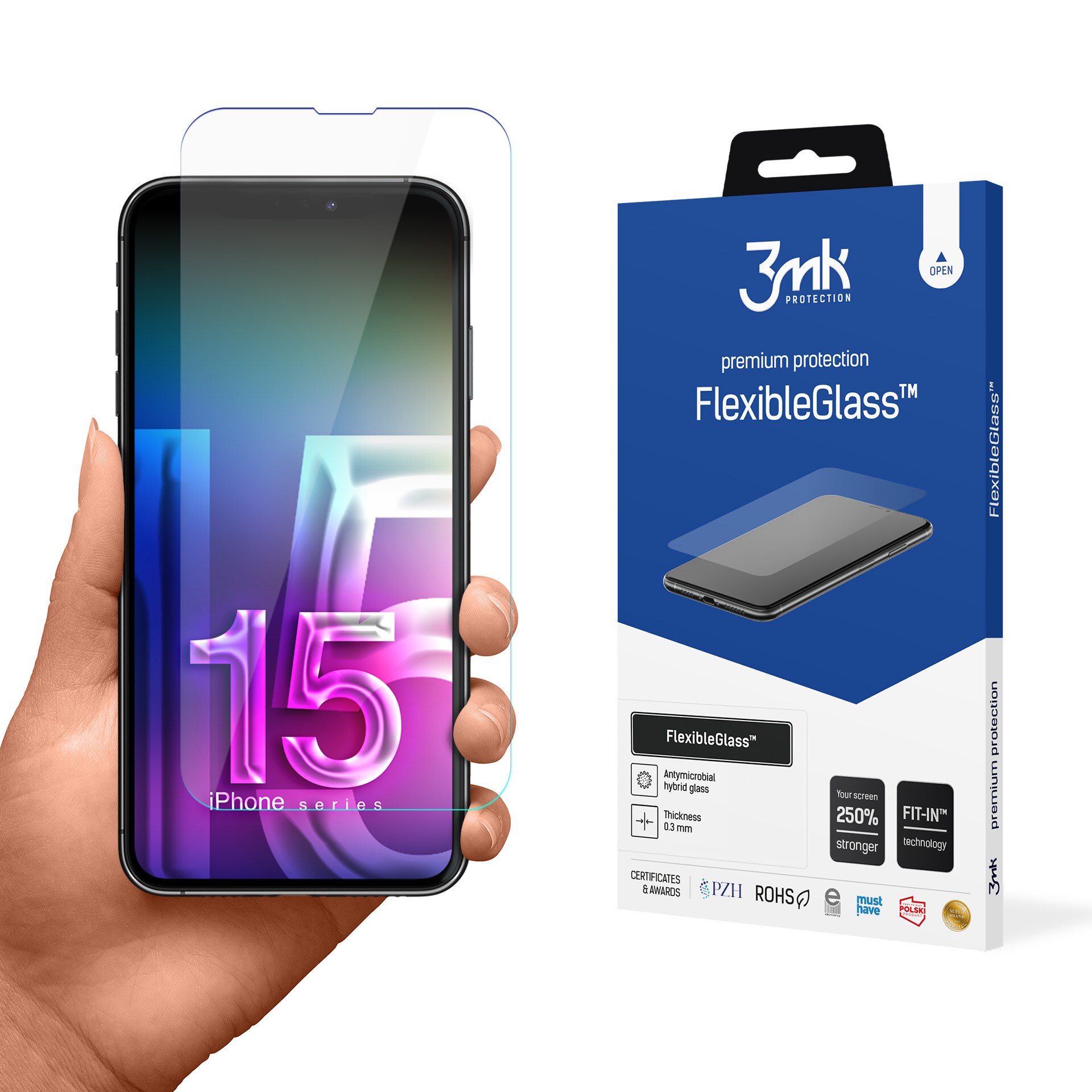 3mk FlexibleGlass v2.0 hybridglas til Apple iPhone 15 Pro