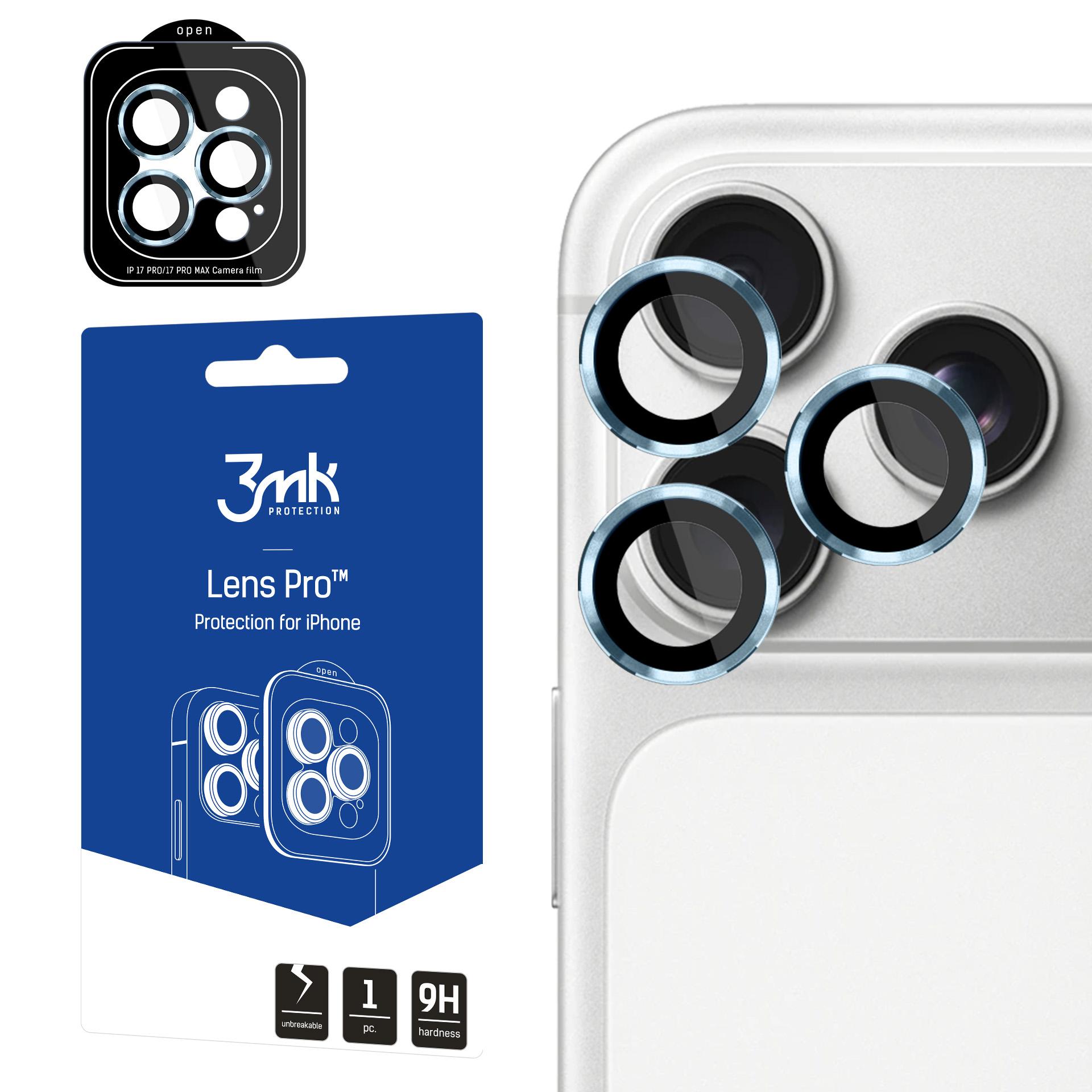 3mk Lens Protection Pro hærdet glas til iPhone 17 Pro / 17 Pro Max – Lysblå