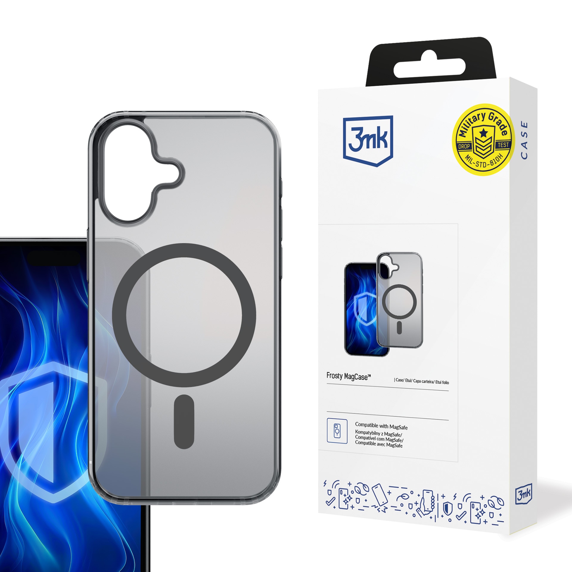 3mk Frosty MagCase til iPhone 16 Plus – Sort