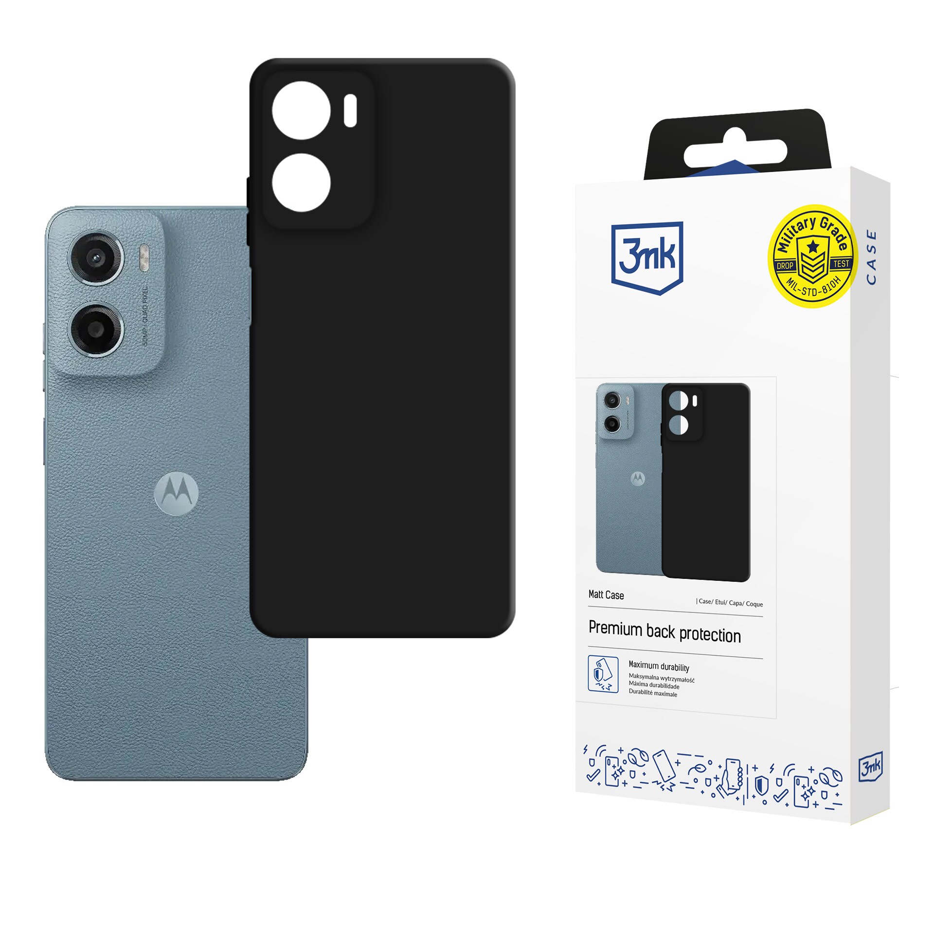 3mk Matt-etui til Motorola Moto G05 / E15 G4 – Mat sort