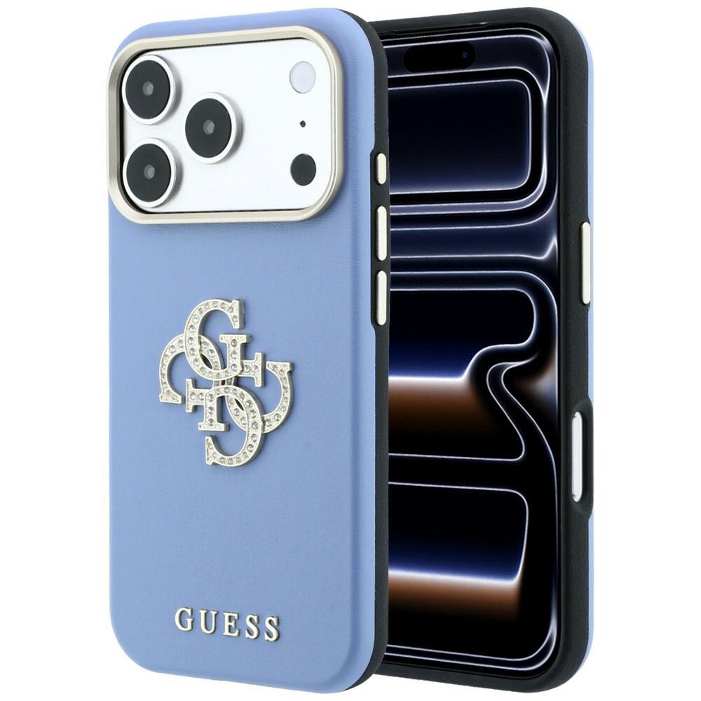 Guess Smooth & Big Strass Logo-etui til iPhone 18 Pro / 17 Pro – Blå