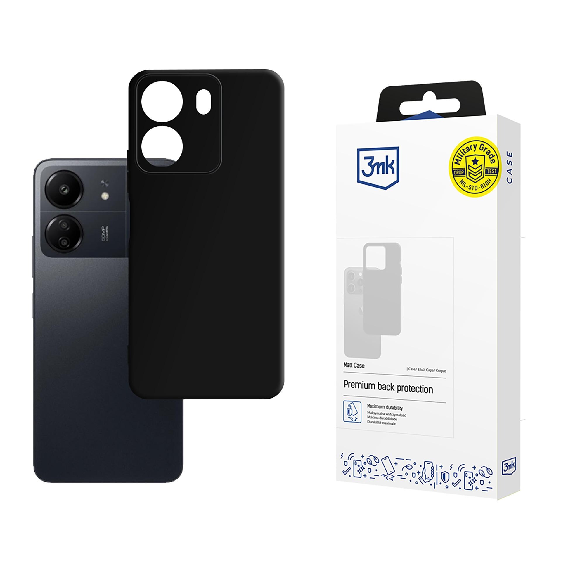3mk mat etui til Xiaomi Redmi 13C / Poco C65 – sort