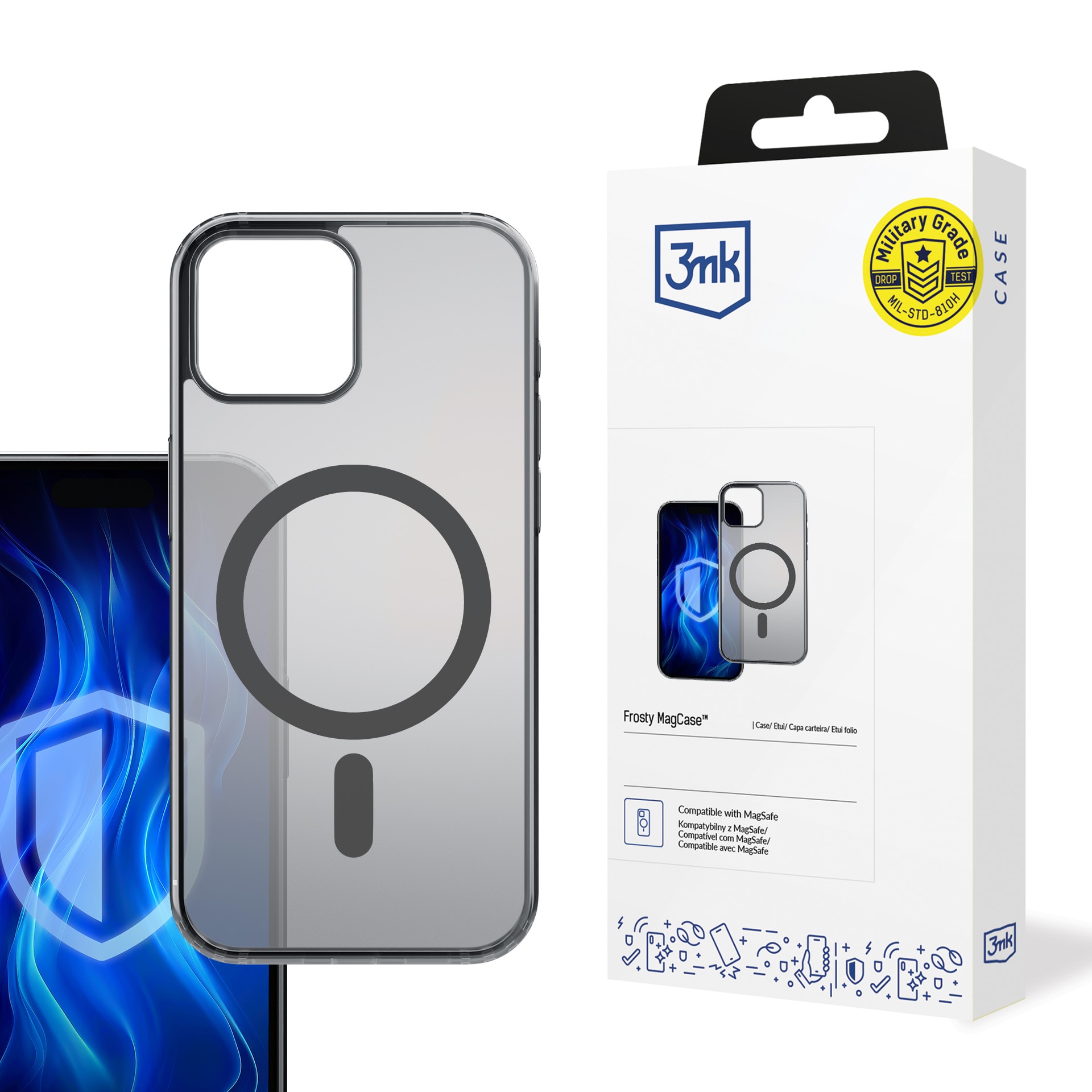 3mk Frosty MagCase til iPhone 14 Plus – Sort