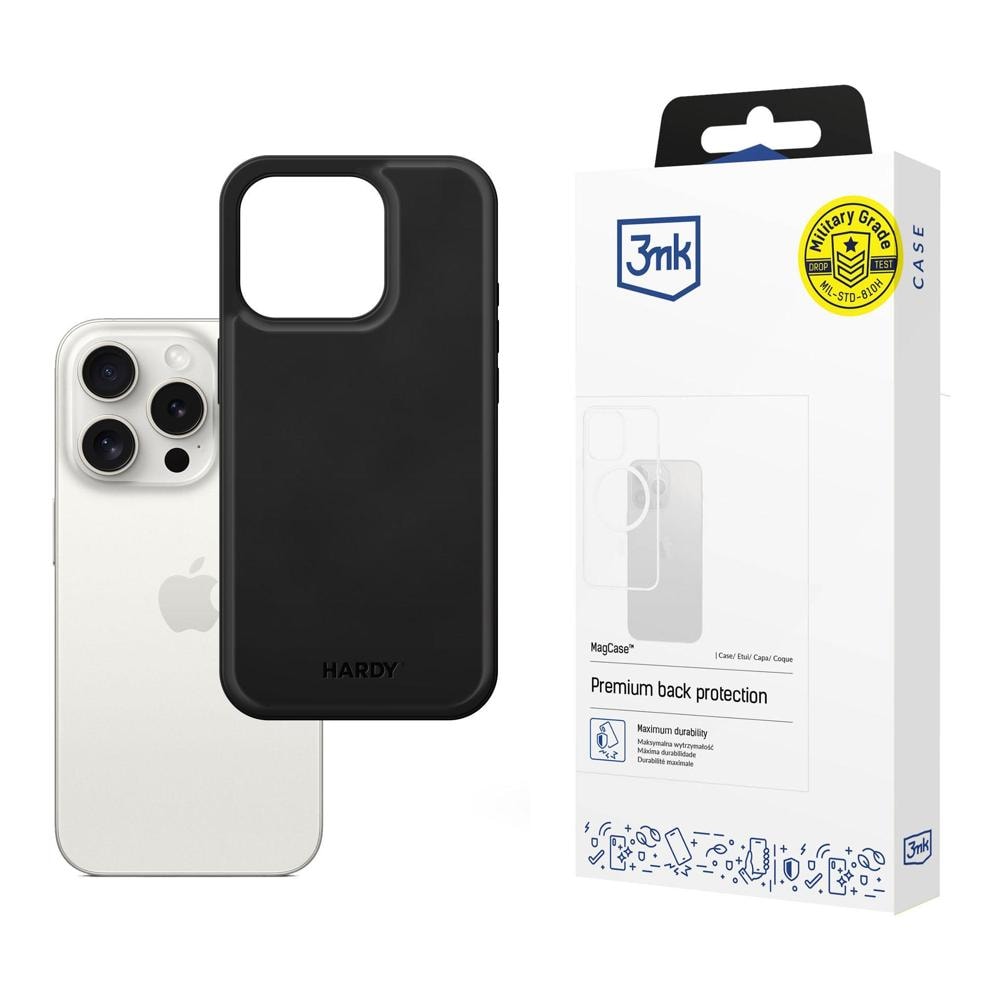 3mk Hardy Apple Silky Leather MagCase til Apple iPhone 15 Pro Max – Sort