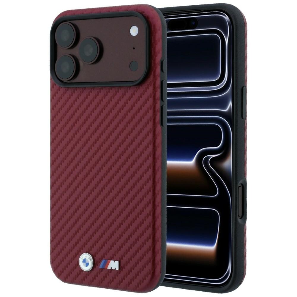 BMW M Carbon Metal Logo MagSafe-etui til iPhone 17 Pro Max / 18 Pro Max – burgunder