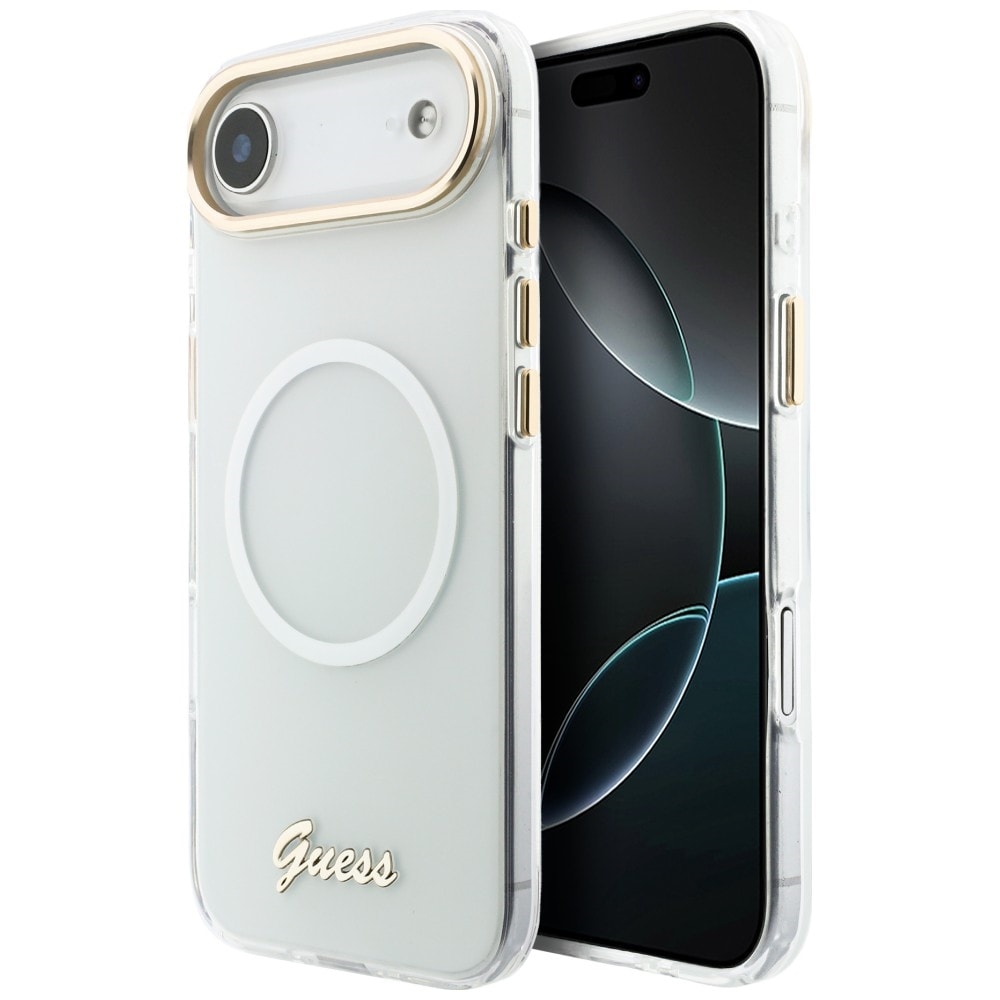 Guess IML Gradient Script Metal MagSafe-etui til iPhone Air – hvid