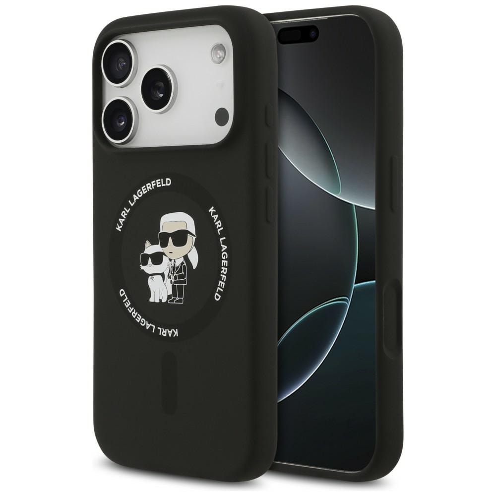 Karl Lagerfeld silikone-etui m. Karl&Choupette-ring + MagSafe til iPhone 18/17 Pro Max – sort