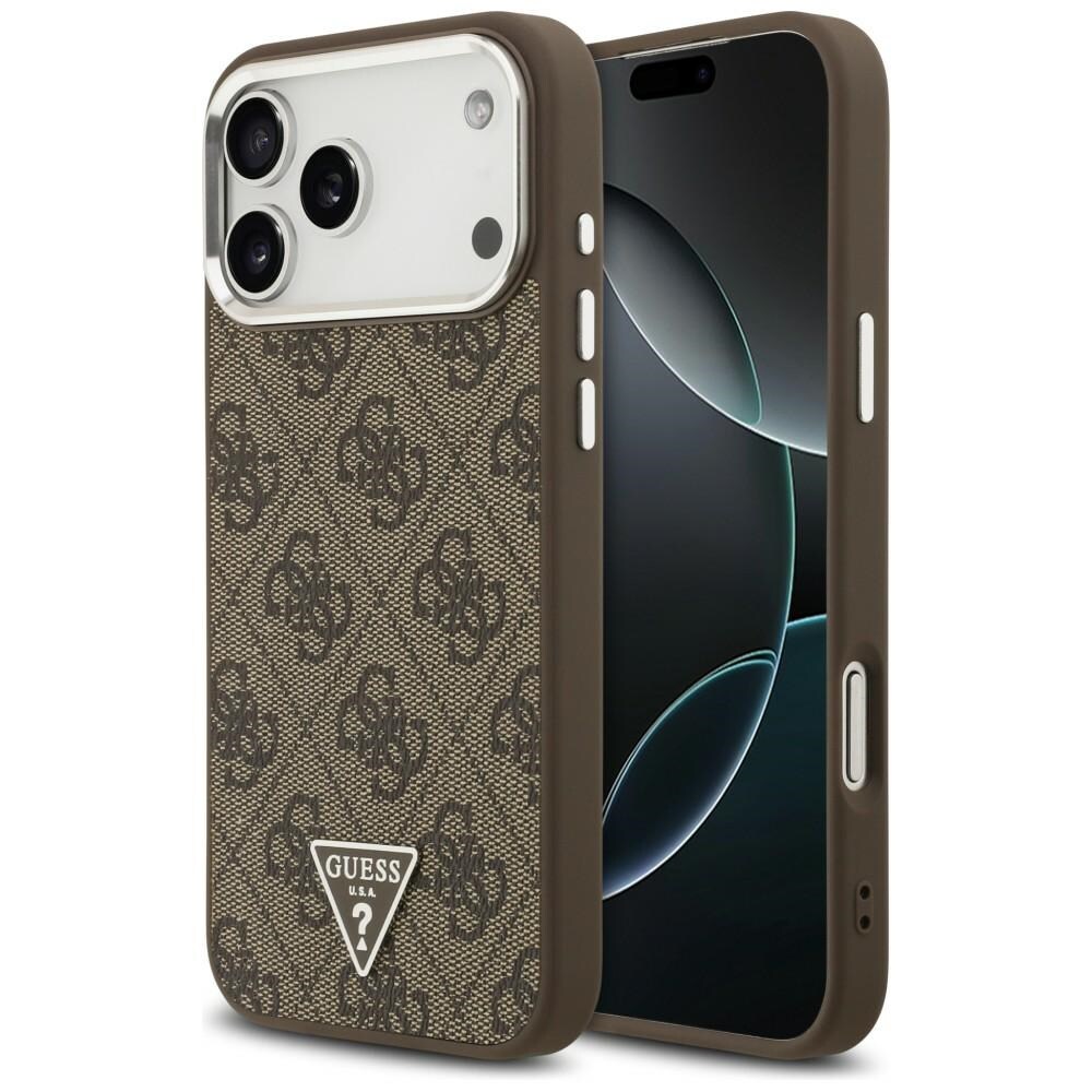 Guess 4G Triangle Logo MagSafe-etui til iPhone 18 Pro Max / 17 Pro Max – brun og sølv