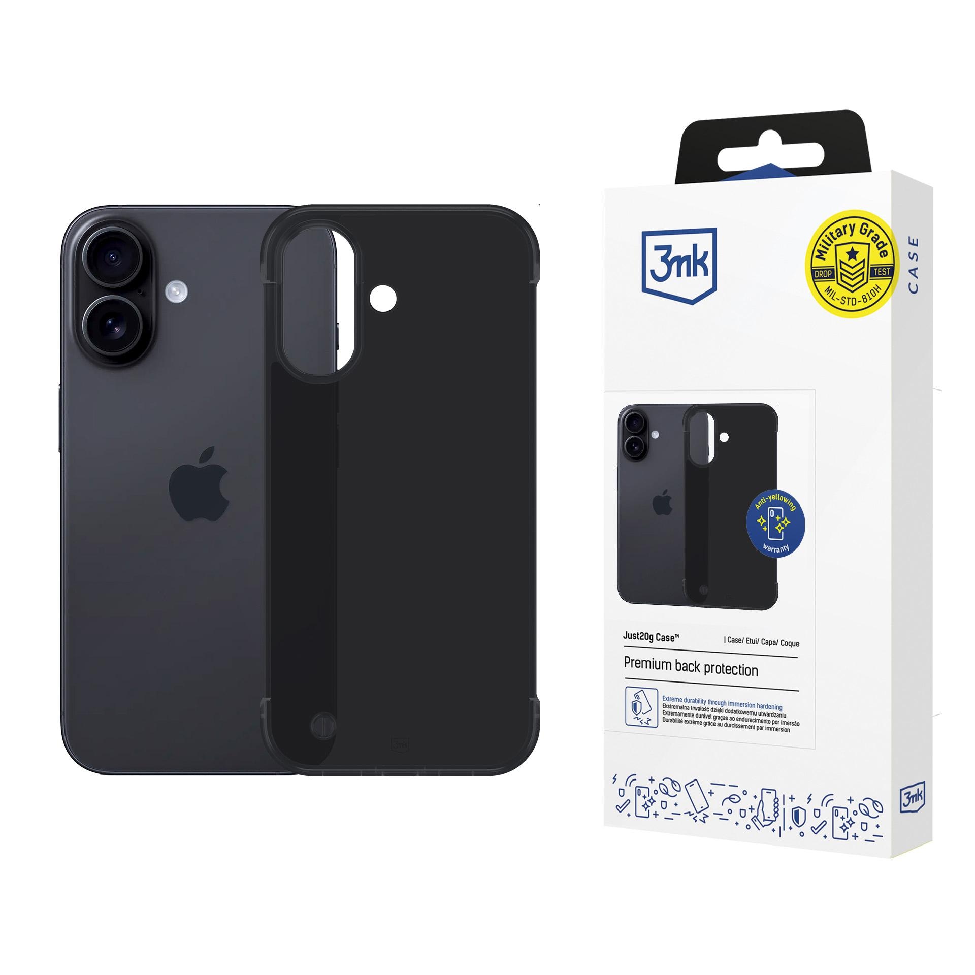 3mk Just20g mat etui til Apple iPhone 16 Plus – mat sort