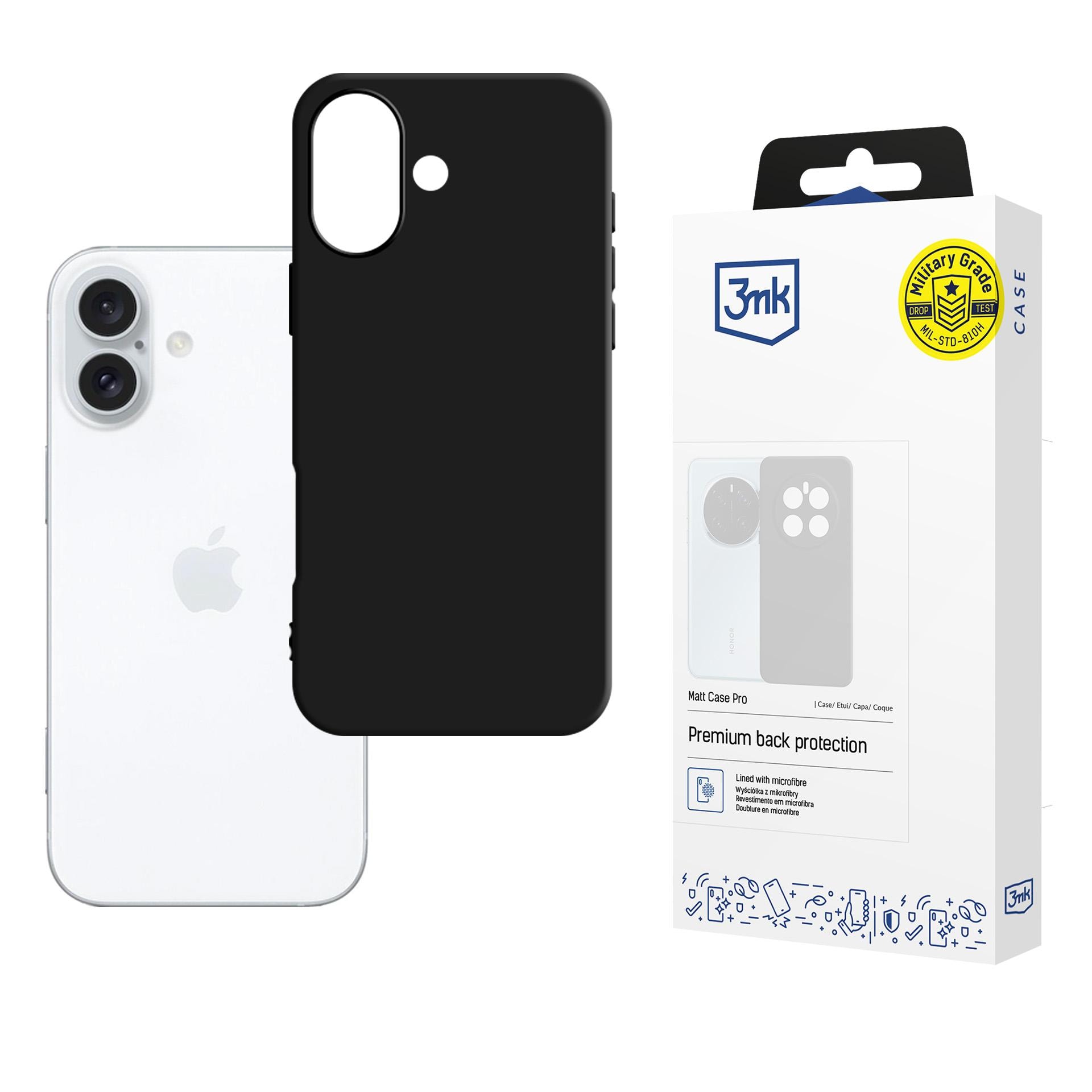 3mk Matt Case Pro til iPhone 16 – mat sort