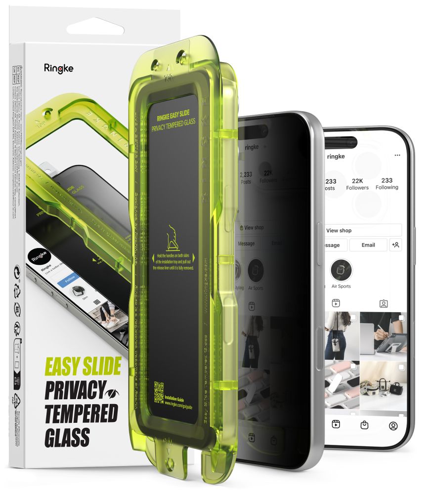 Ringke Easy Slide Privacy – 2-pak med hærdet glas til iPhone 18 Pro Max