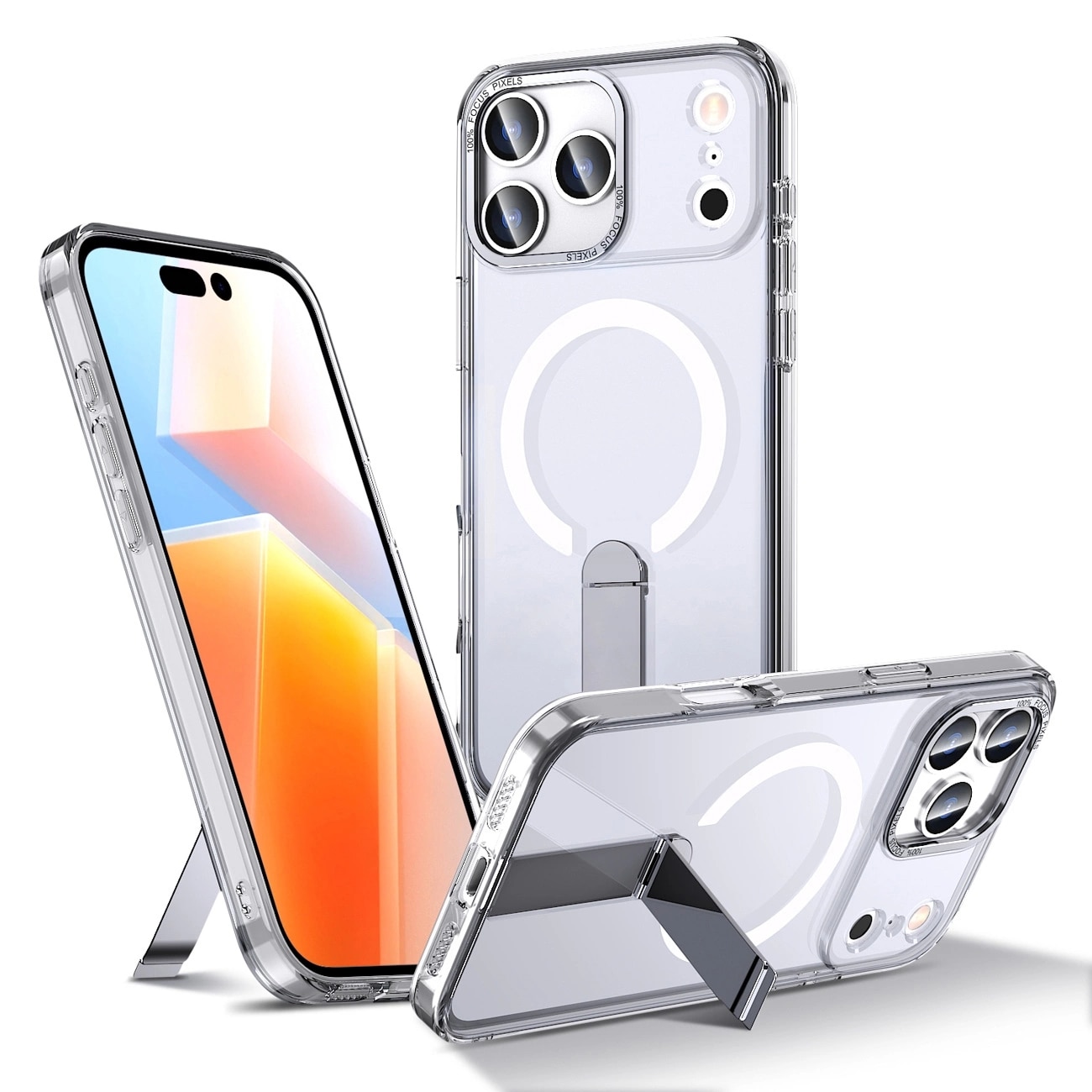 Hybrid Armor X-etui til Samsung Galaxy S25 FE med stativ, kompatibelt med MagSafe – gennemsigtigt