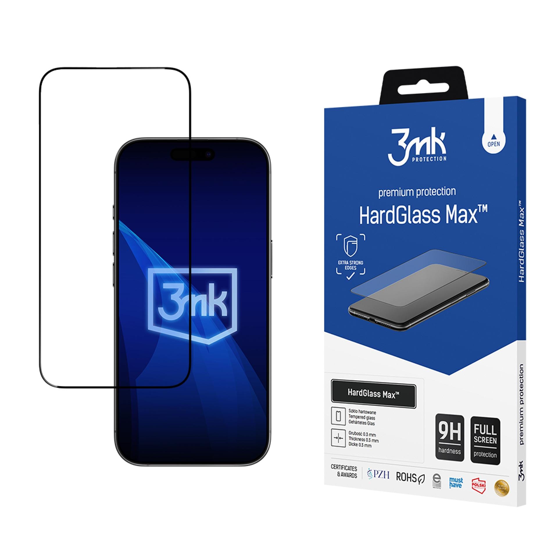 Forstærket hærdet glas 3mk HardGlass Max Black til iPhone 17 Air