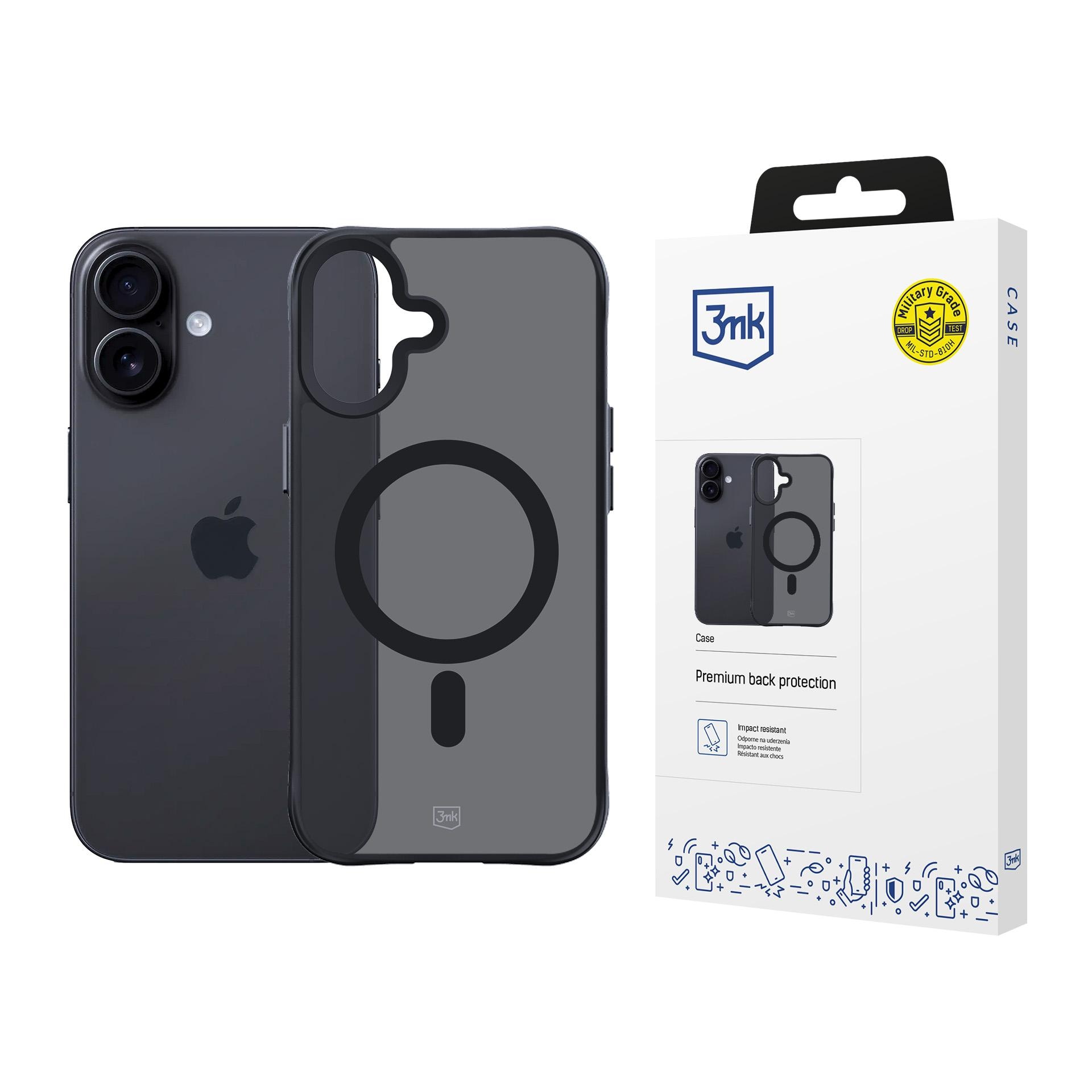 3mk Smoke MagCase til iPhone 17 – Sort, halvgennemsigtig