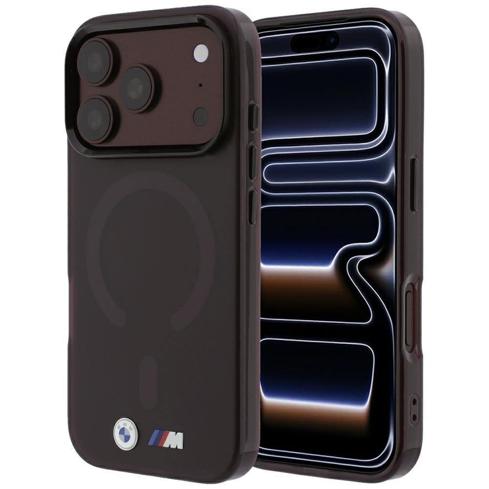 BMW M IML-etui m. frostet metal-logo/-detaljer + MagSafe til iPhone 17 Pro/18 Pro – burgunder