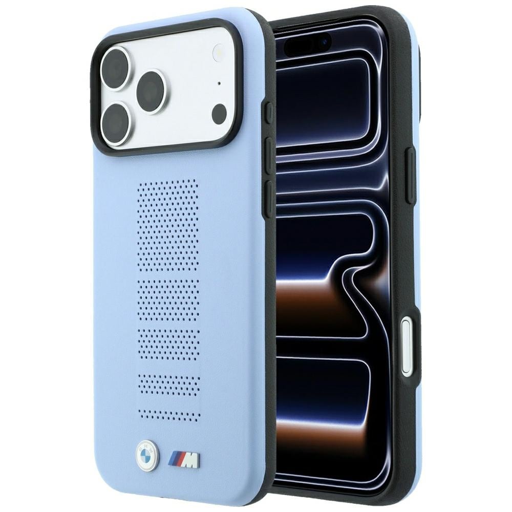BMW M Blue Perfo Metal Logo MagSafe-etui til iPhone 18 Pro / 17 Pro – Blå