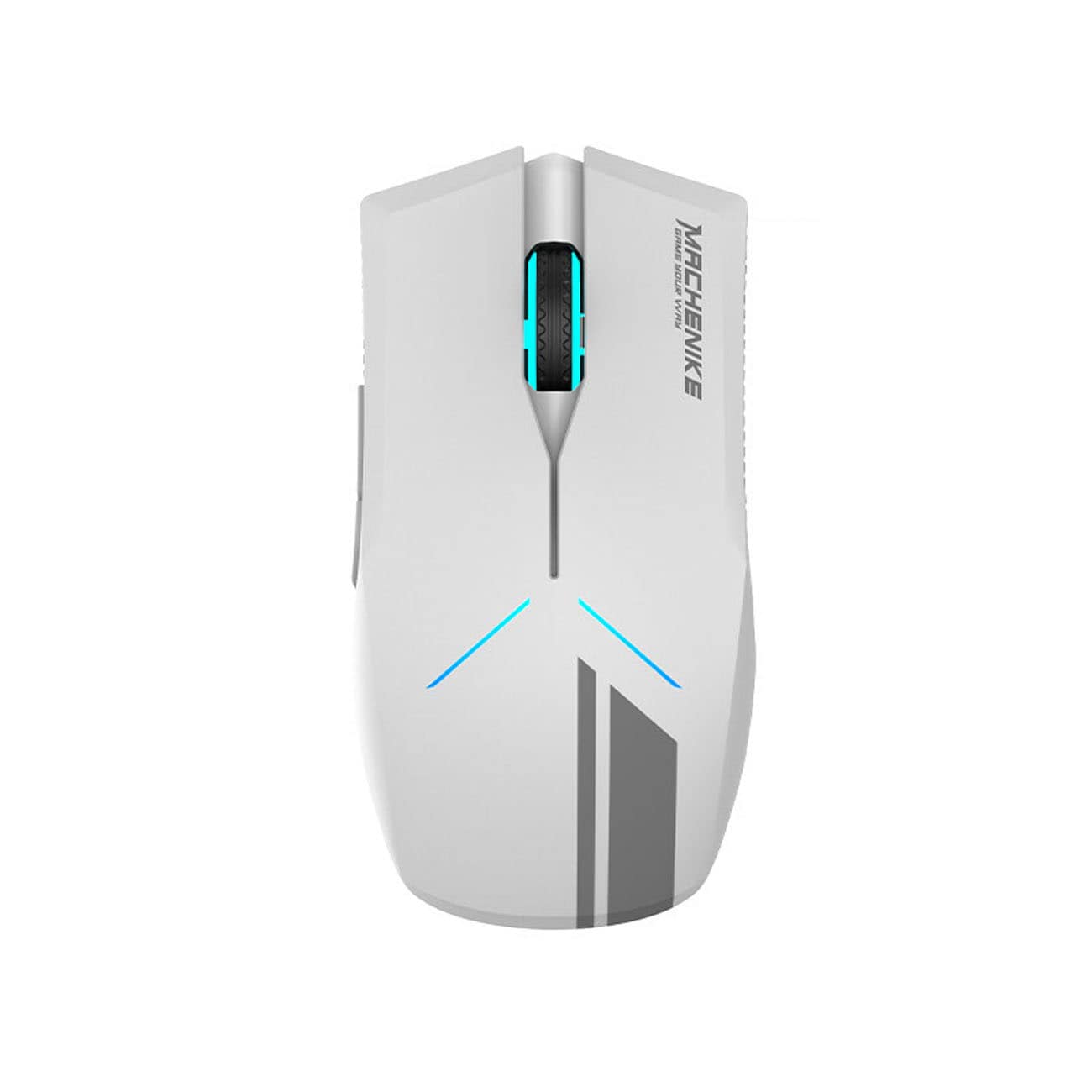 Machenike M721 trådløs gamingmus med 10.000 DPI og RGB-baggrundsbelysning – hvid