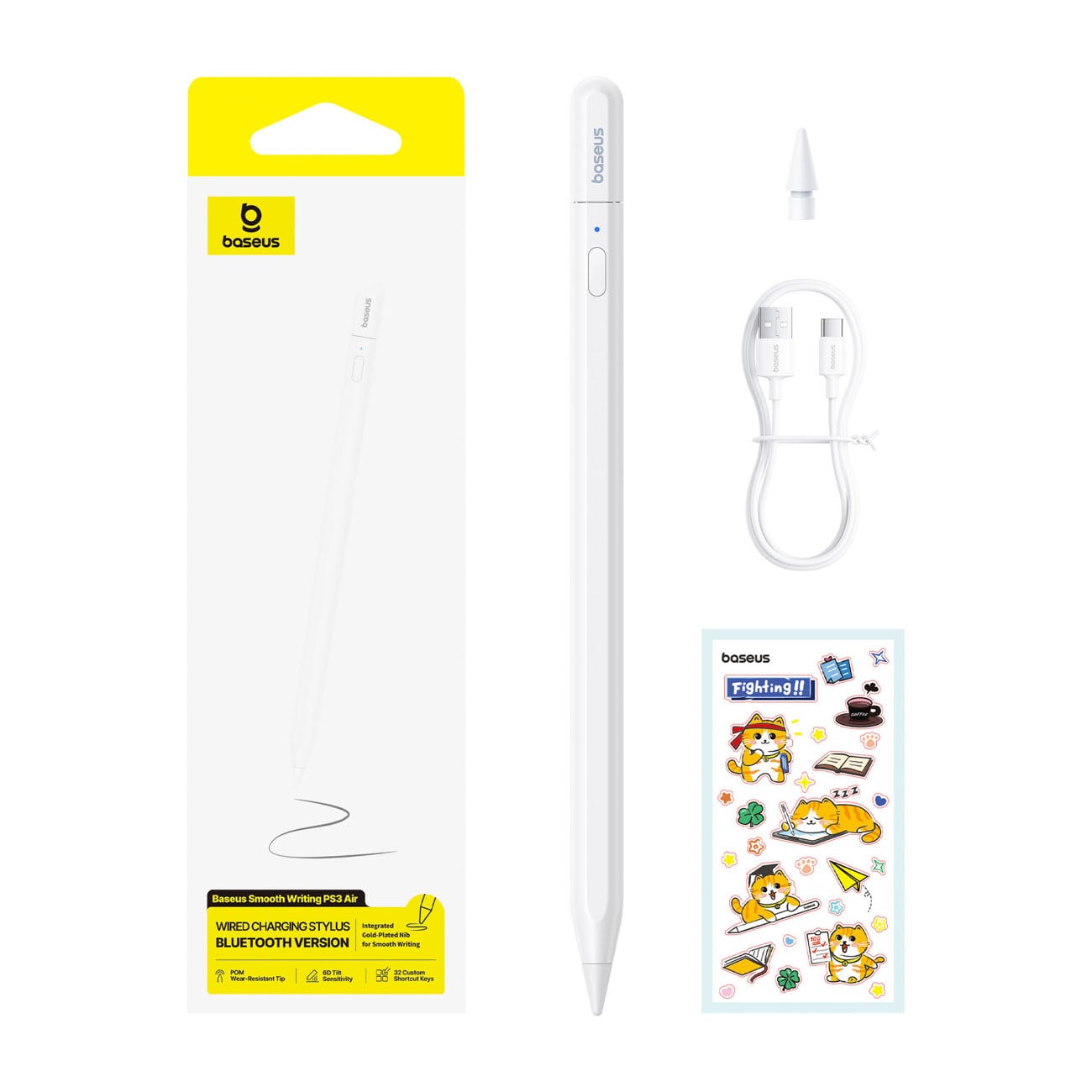 Baseus Smooth Writing PS3 Air Bluetooth-aktiv stylus til iPad – hvid