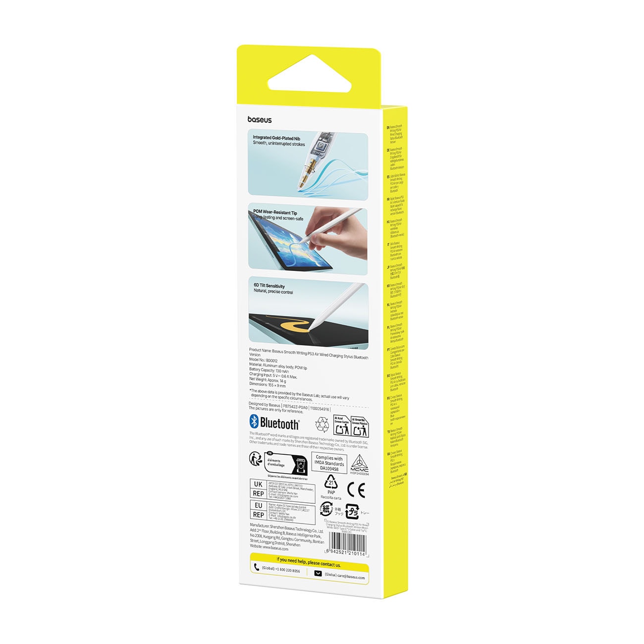 Baseus Smooth Writing PS3 Air Bluetooth-aktiv stylus til iPad – hvid