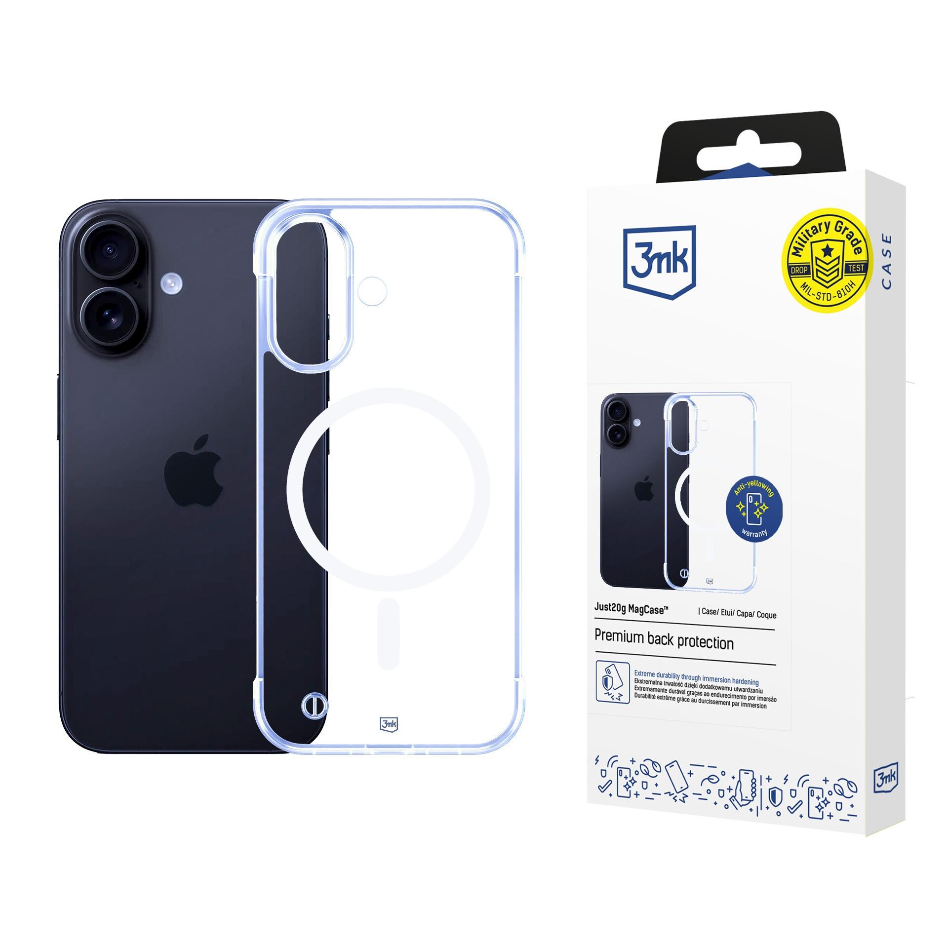 3mk Just20g MagCase til iPhone 16 Plus – gennemsigtig