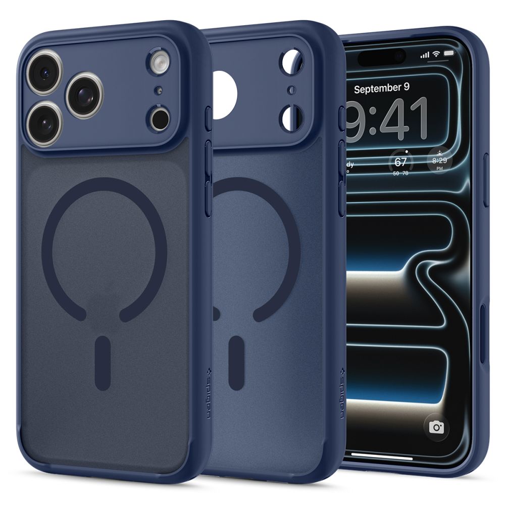 Spigen Ultra Hybrid MagSafe-etui til iPhone 18 Pro / 17 Pro – mørkeblå