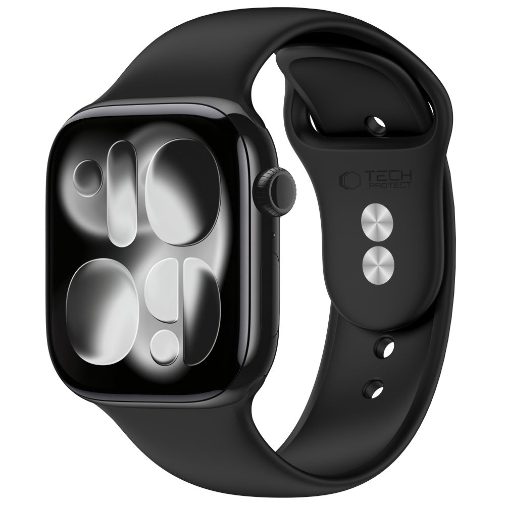 Tech-Protect silikonearmbånd til Apple Watch 44 / 45 / 46 / 49 mm – Sort