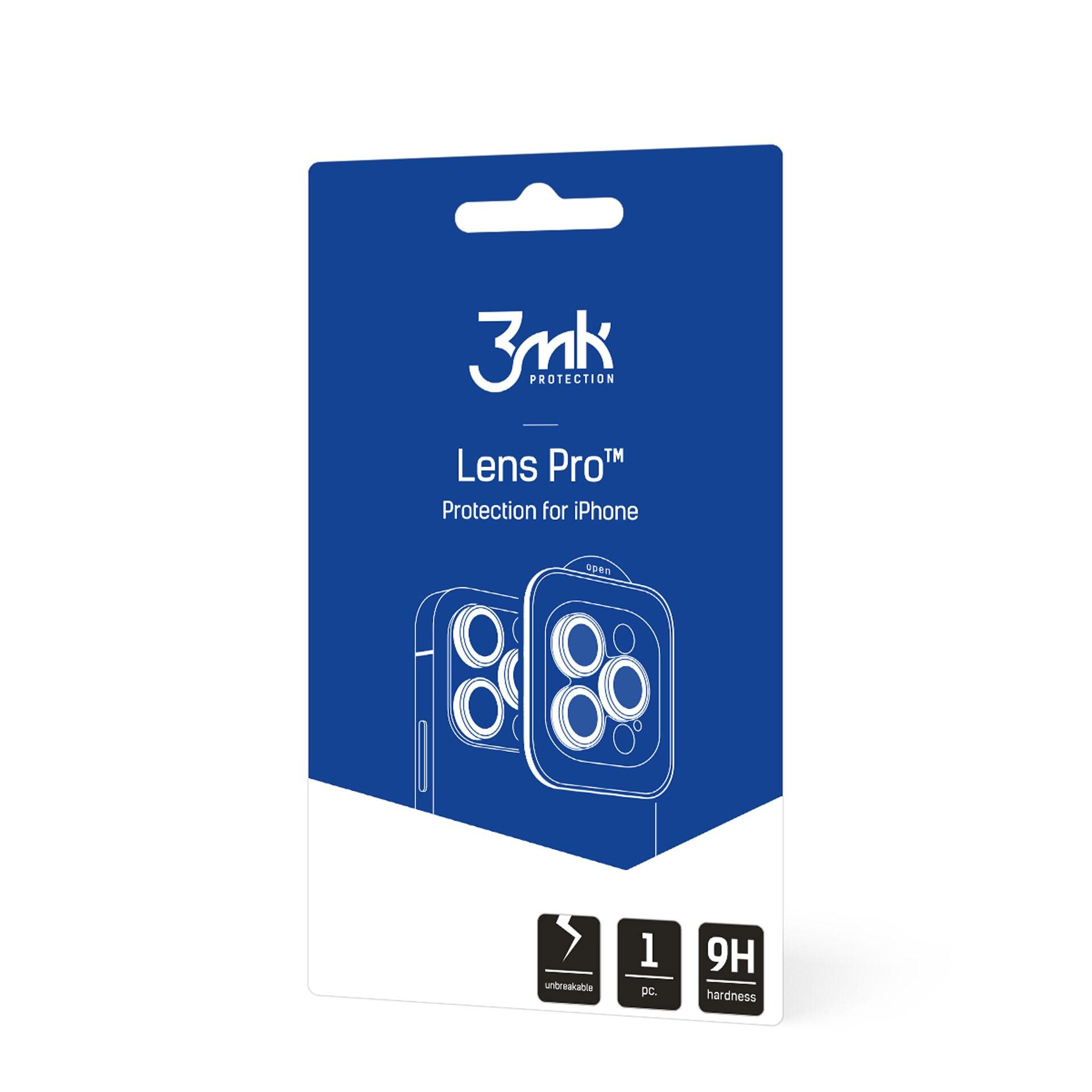 3mk Lens Protection Pro-kameraovertræk med blå ramme til iPhone 15