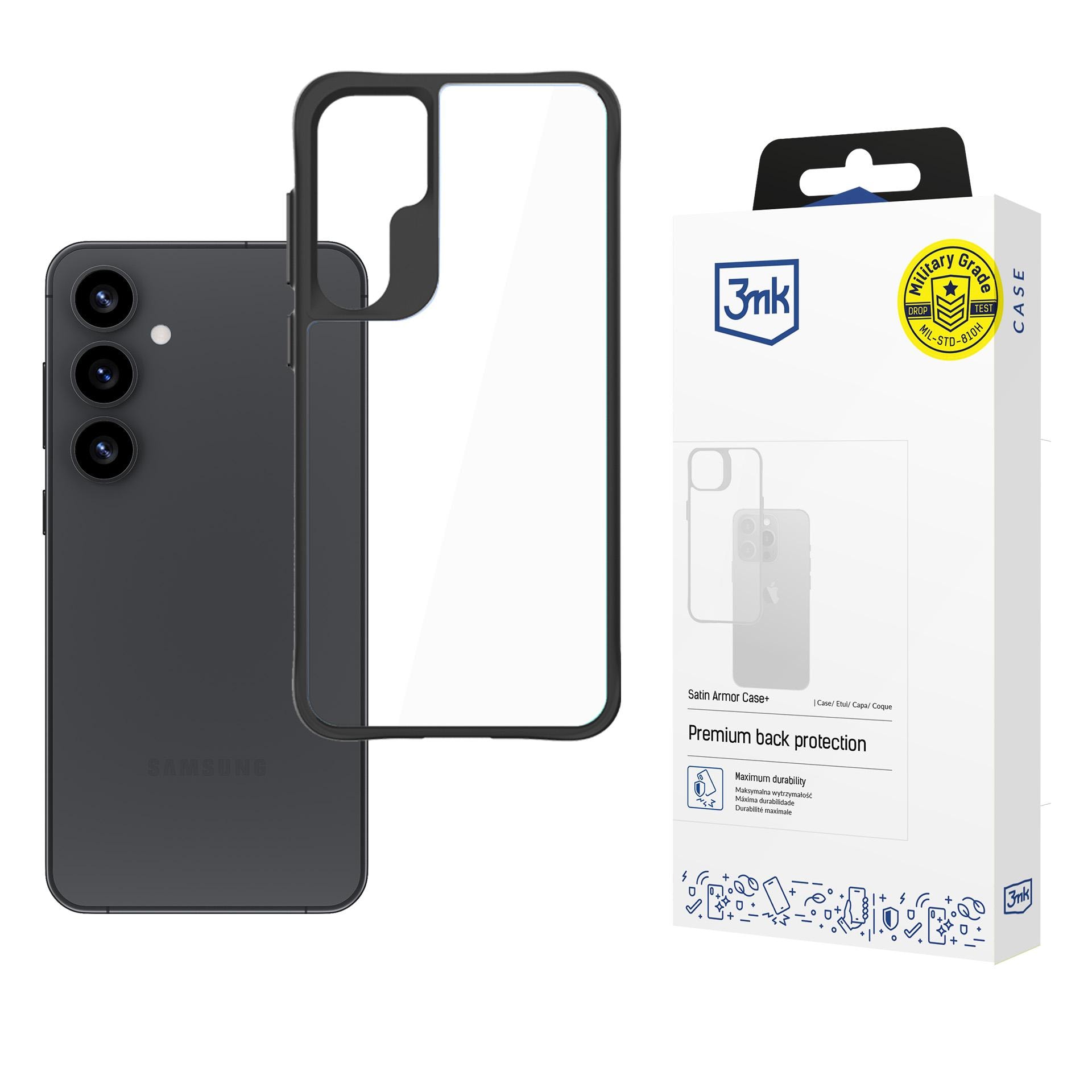 3mk Satin Armor Case+ til Samsung Galaxy S25 – gennemsigtig