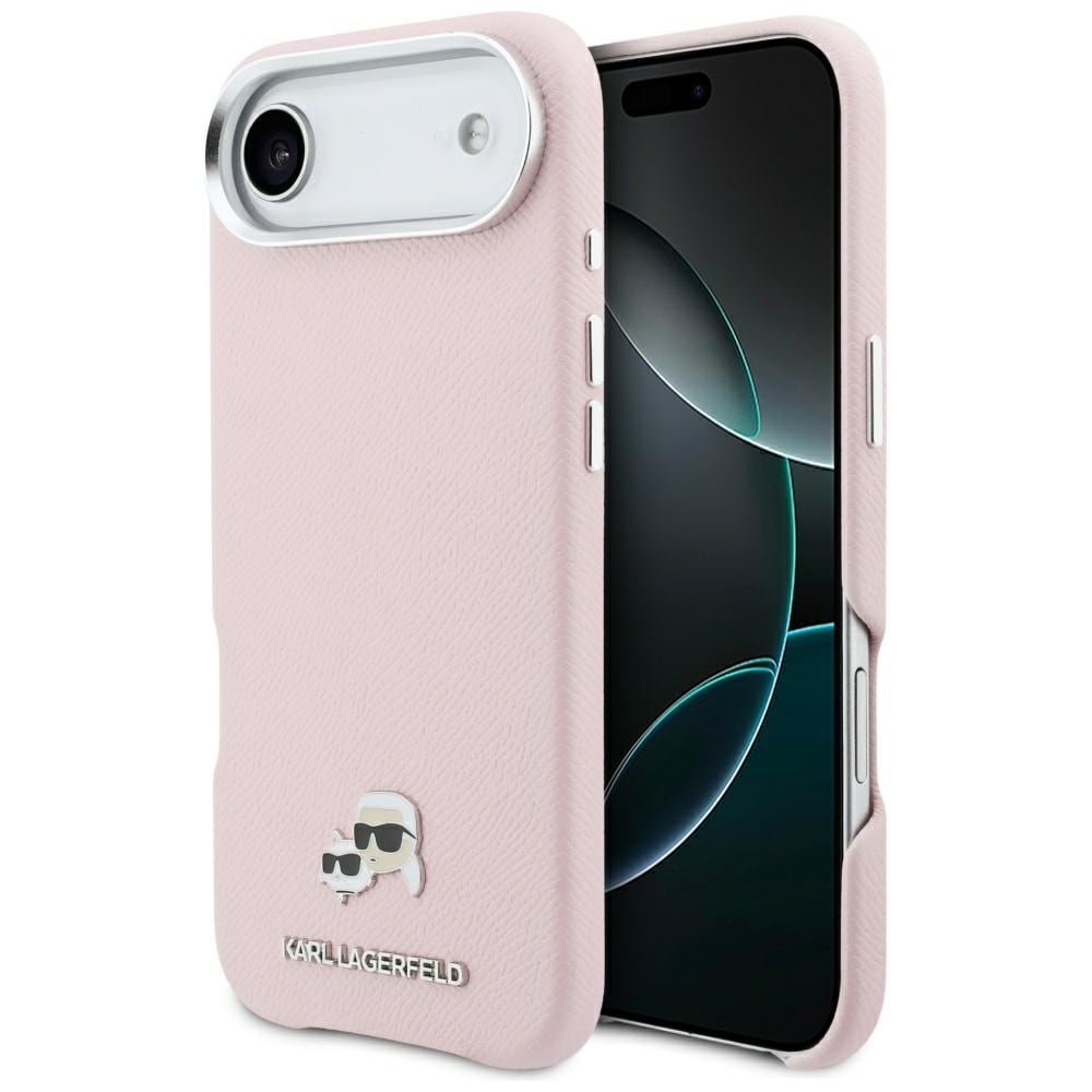 Karl Lagerfeld Karl & Choupette-nåle Saffiano MagSafe iPhone Air-etui – lyserød