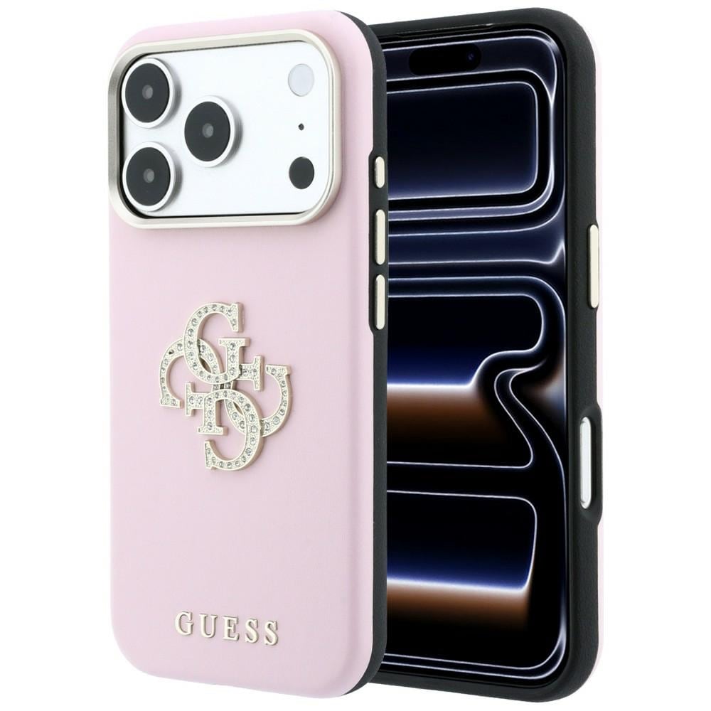 Guess Smooth & Big Strass Logo-etui til iPhone 18 Pro / 17 Pro – lyserød
