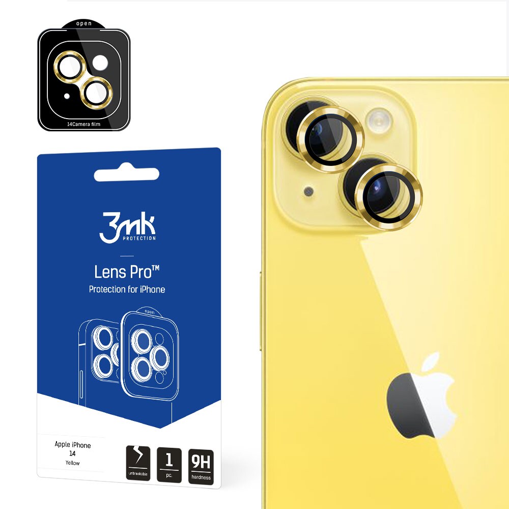 3mk Lens Protection Pro-kameraovertræk til iPhone 14 – gul