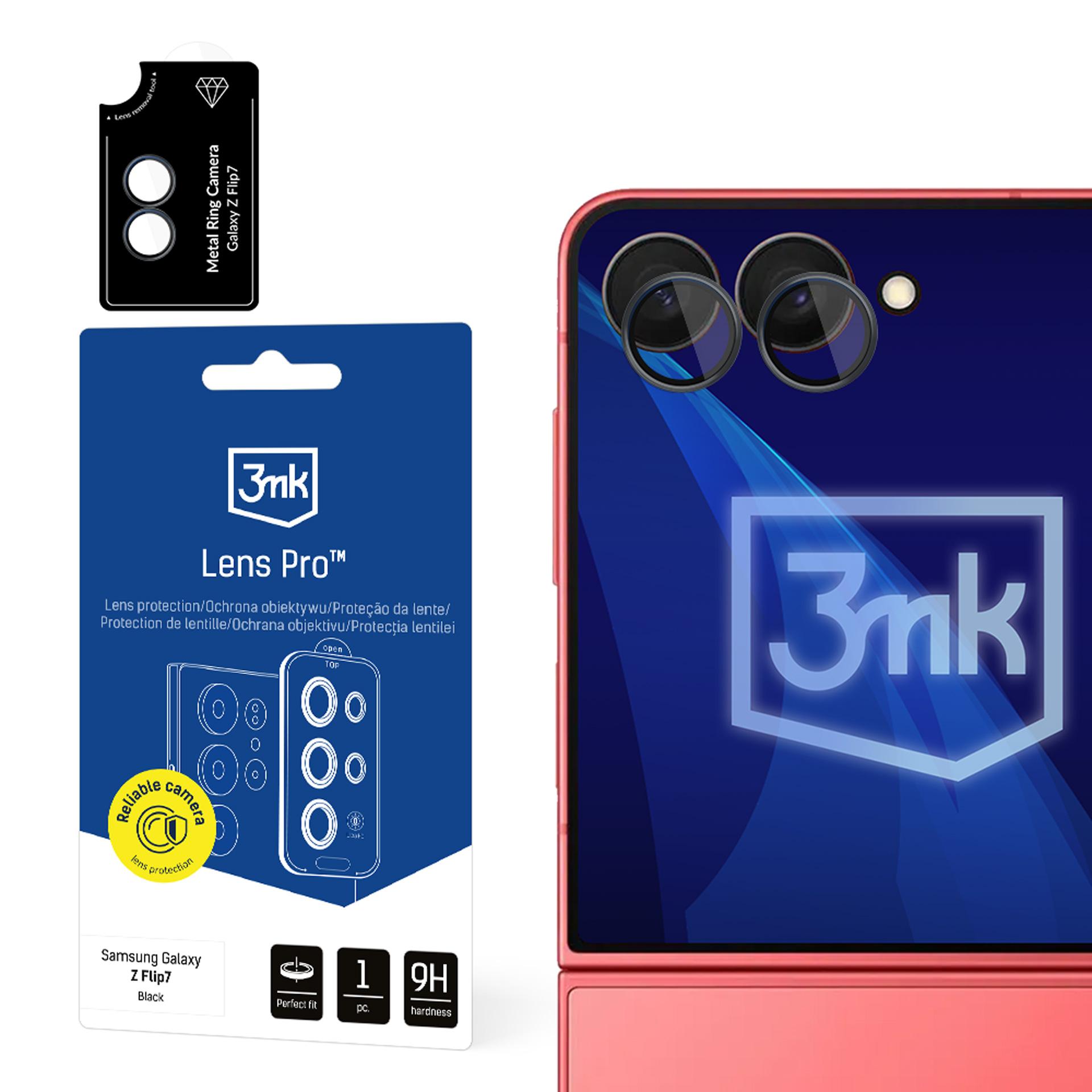 3mk Lens Protection Pro kameralinsglas til Samsung Galaxy Z Flip 7 – Sort