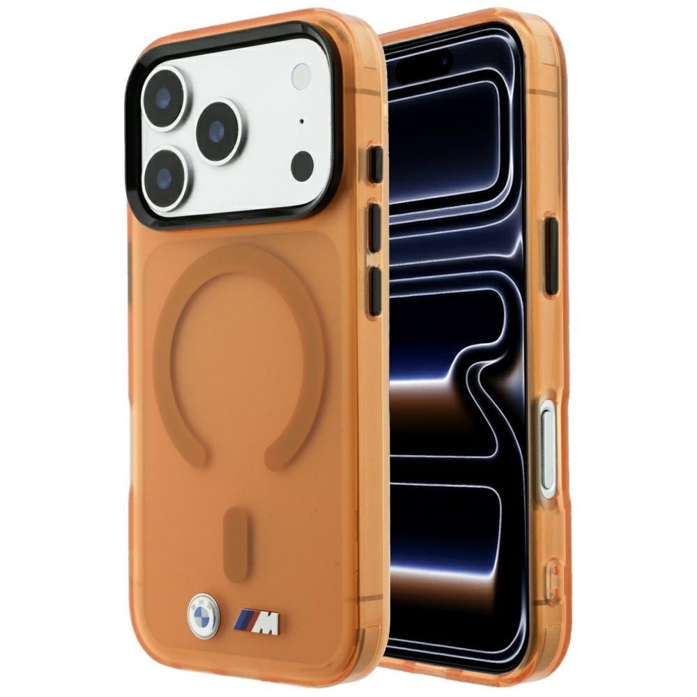 BMW M IML-etui m. frostet metal-logo/-detaljer og MagSafe til iPhone 17/18 Pro – Orange