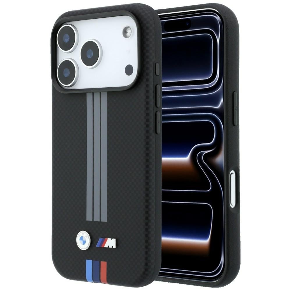 BMW M Quadrille Kevlar antracit & tricolor-mønster MagSafe-etui til iPhone 18/17 Pro Max – sort