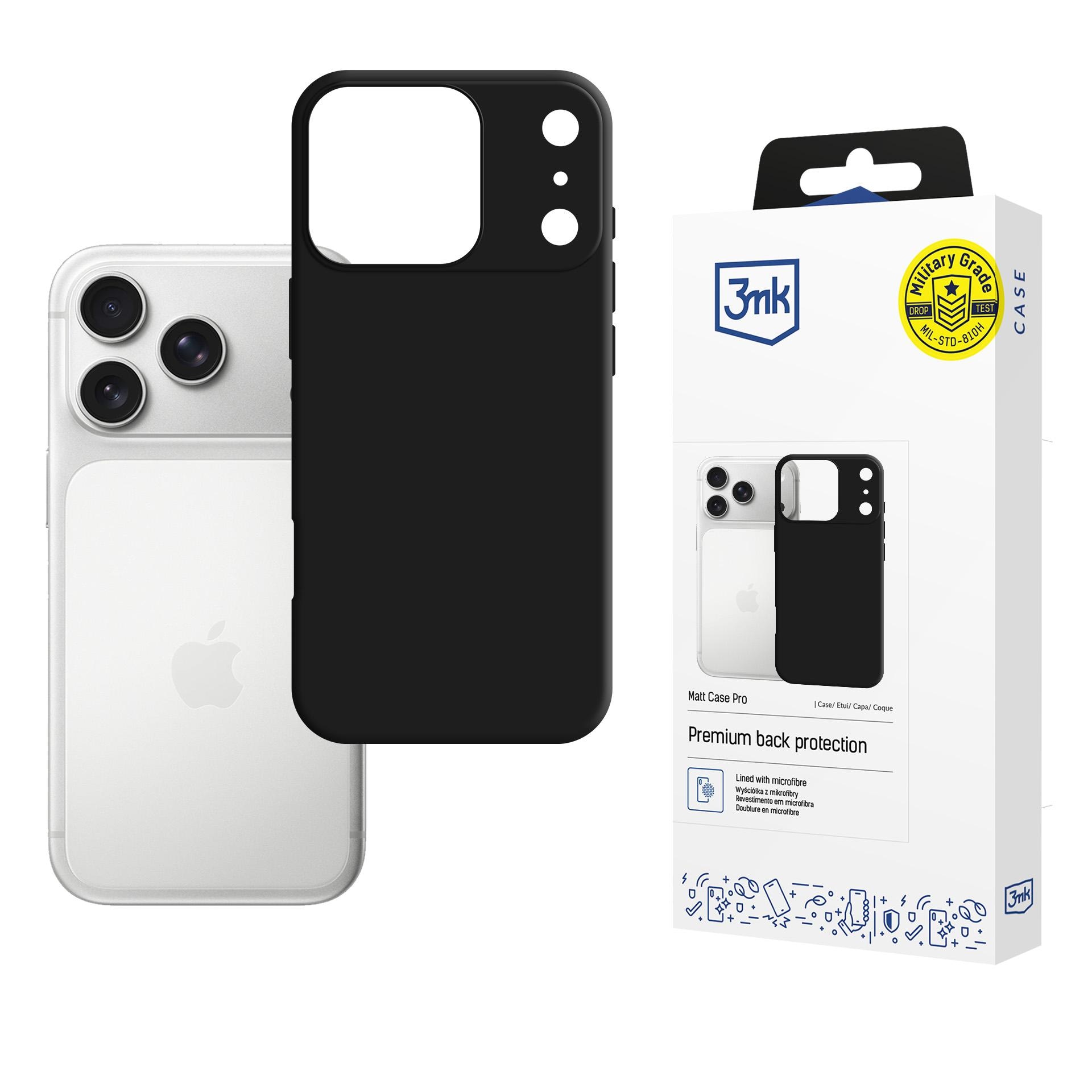 3mk Matt Case Pro til Apple iPhone 17 Pro Max – mat sort