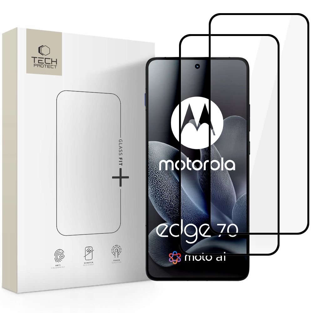 Tech-Protect Glass Fit+ 2-pak hærdet glas til Motorola Edge 70 5G – Sort
