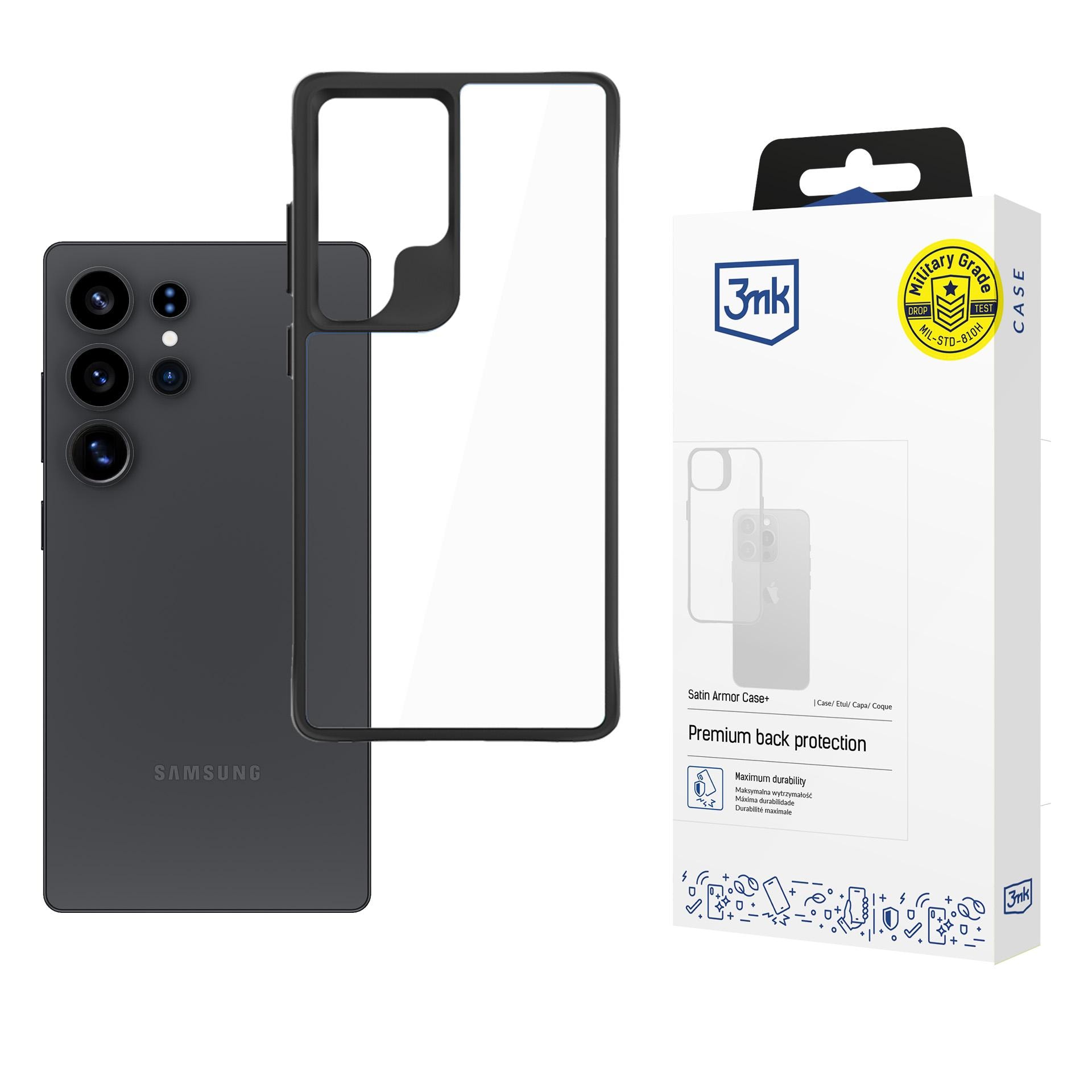 3mk Satin Armor Case+ til Samsung Galaxy S25 Ultra – gennemsigtig