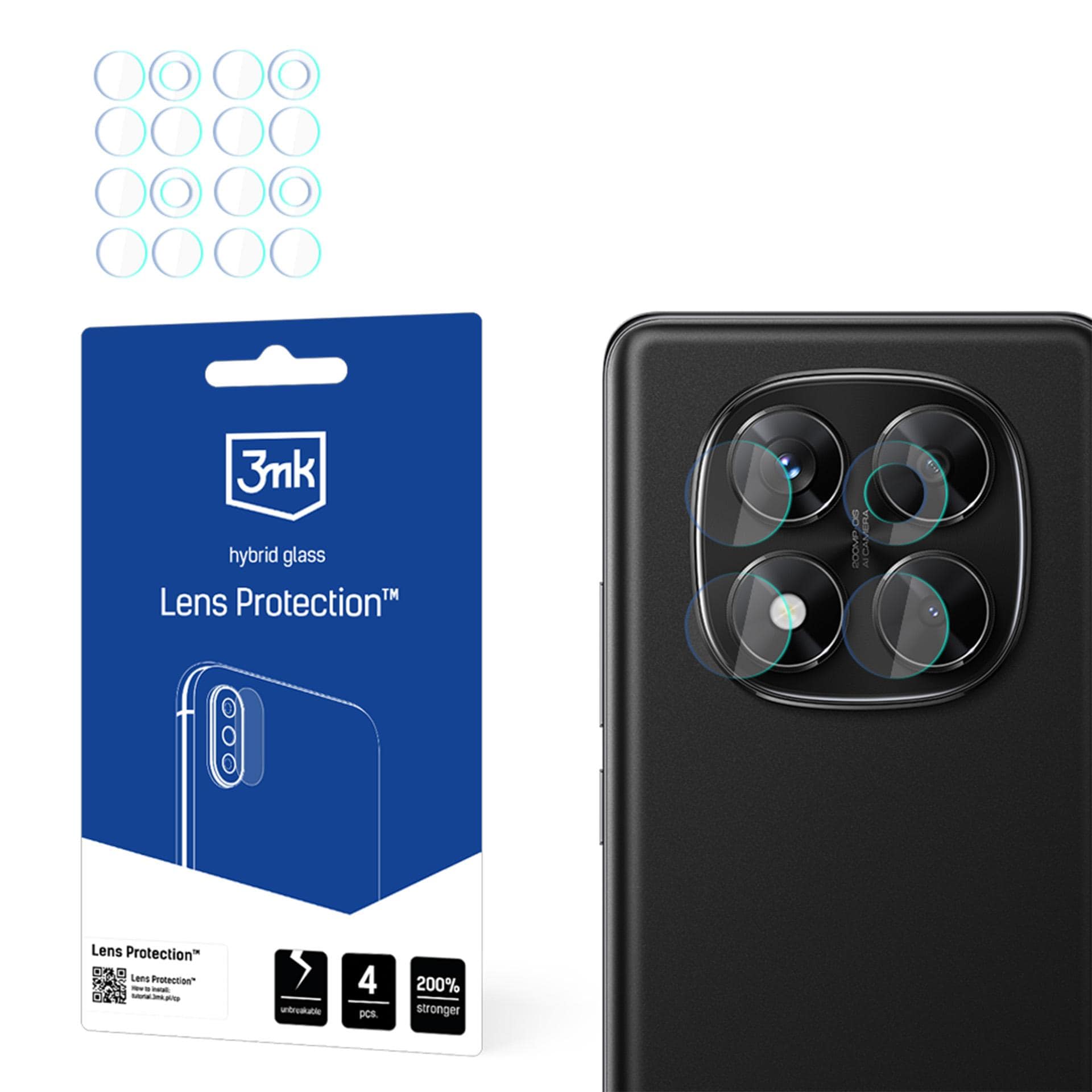 3mk linsebeskyttelse – hybridkameraobjektivglas til Xiaomi Redmi Note 14 Pro 4G