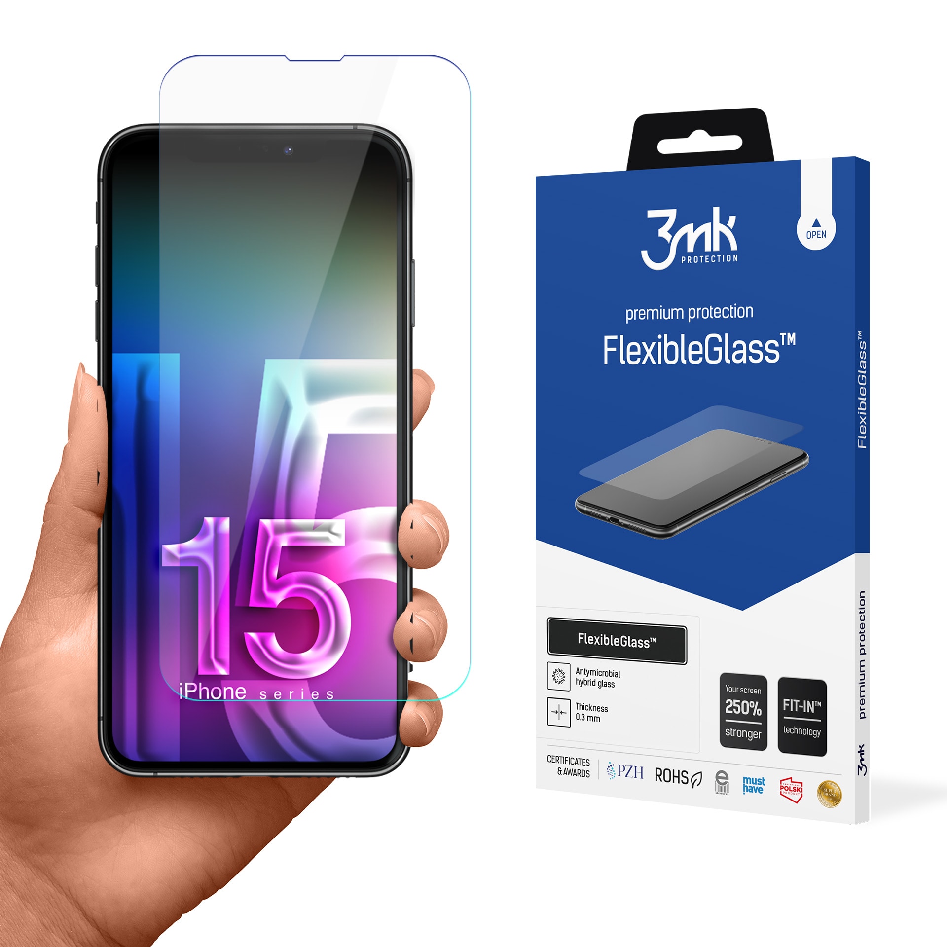 3mk FlexibleGlass v2.0 hybridglas til Apple iPhone 15 Pro Max