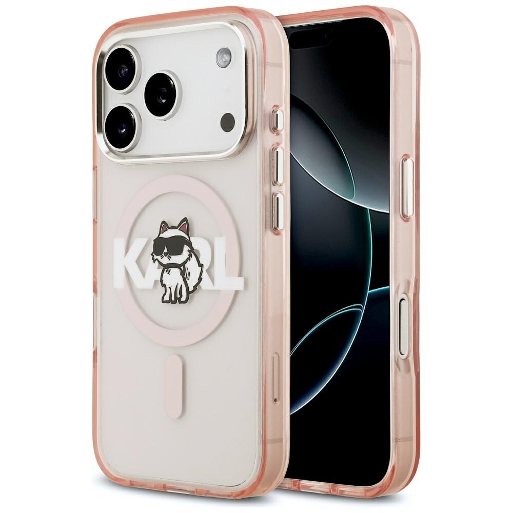 Karl Lagerfeld IML Choupette-skitse-logo MagSafe-etui til iPhone 17 Pro – lyserød