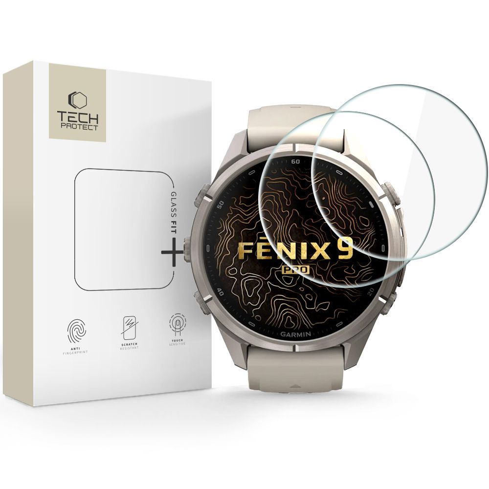 Tech-Protect Glass Fit+ 2-pak hærdet glas til Garmin Fenix 9 Pro 43 mm