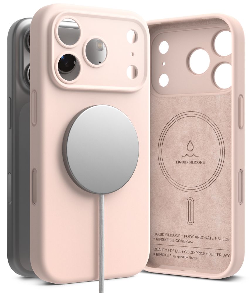 Ringke silikone-MagSafe-etui til iPhone 18 Pro – lyserød