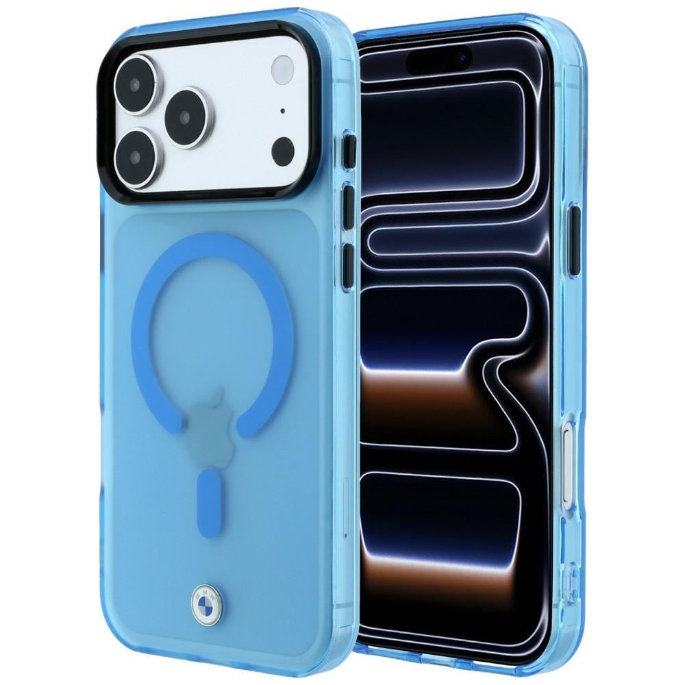BMW Sign MagSafe-etui med frostet IML og metal-logo til iPhone 18 Pro / 17 Pro – Blå