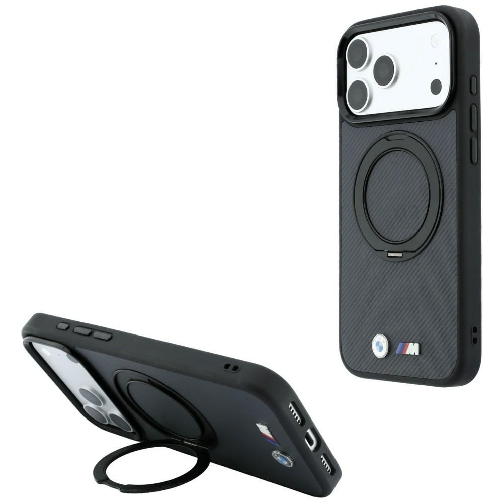 BMW Kevlar Ring Stand 360 MagSafe-etui til iPhone 18 Pro Max / 17 Pro Max – mørkegrå