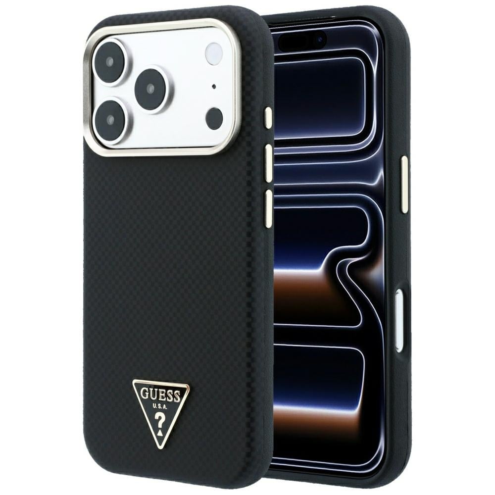 Guess Kevlar-etui med trekantet logo og MagSafe til iPhone 18 Pro Max / 17 Pro Max – Sort