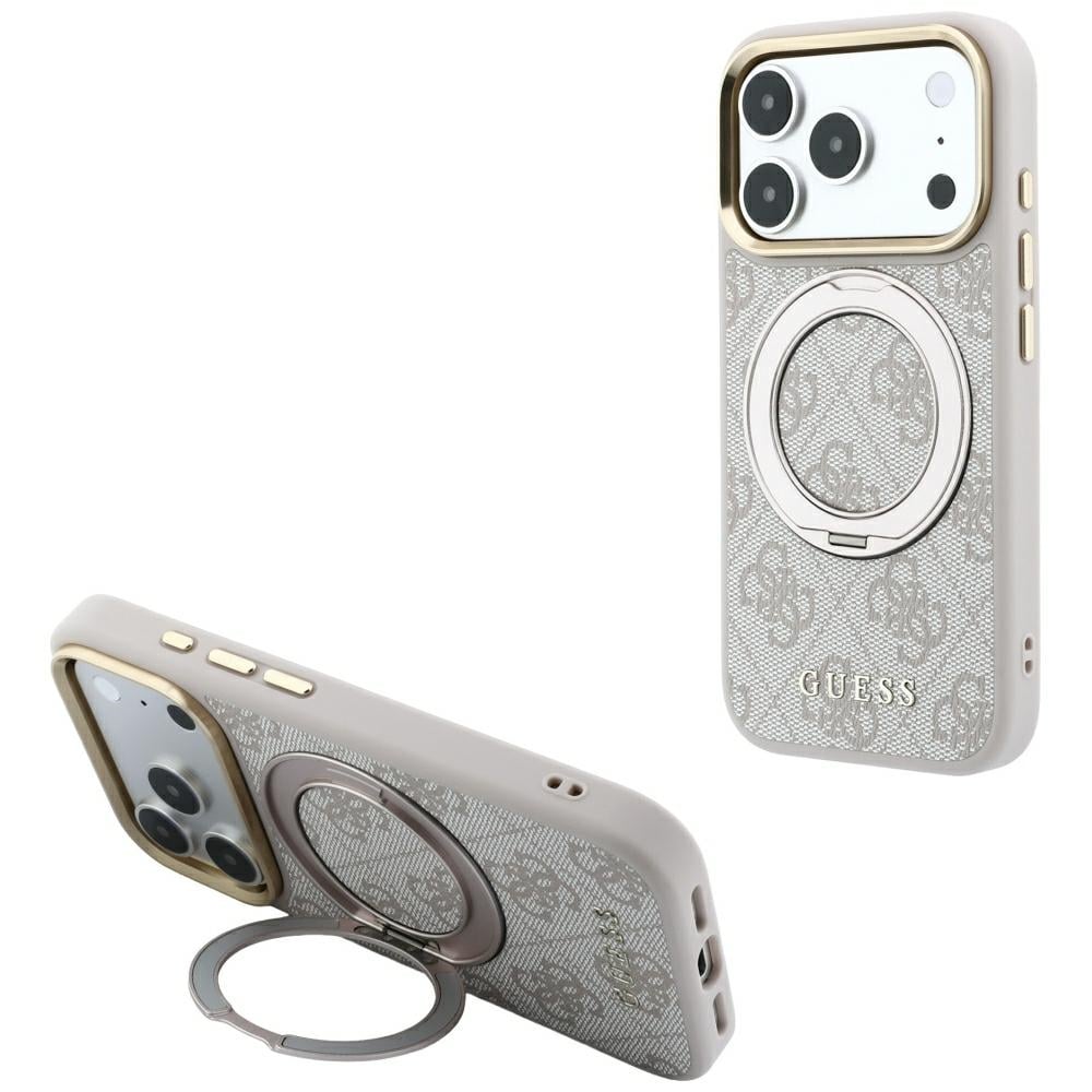 Guess Ring Stand 360 4G Classic Logo MagSafe-etui til iPhone 18 Pro / 17 Pro – lyserød