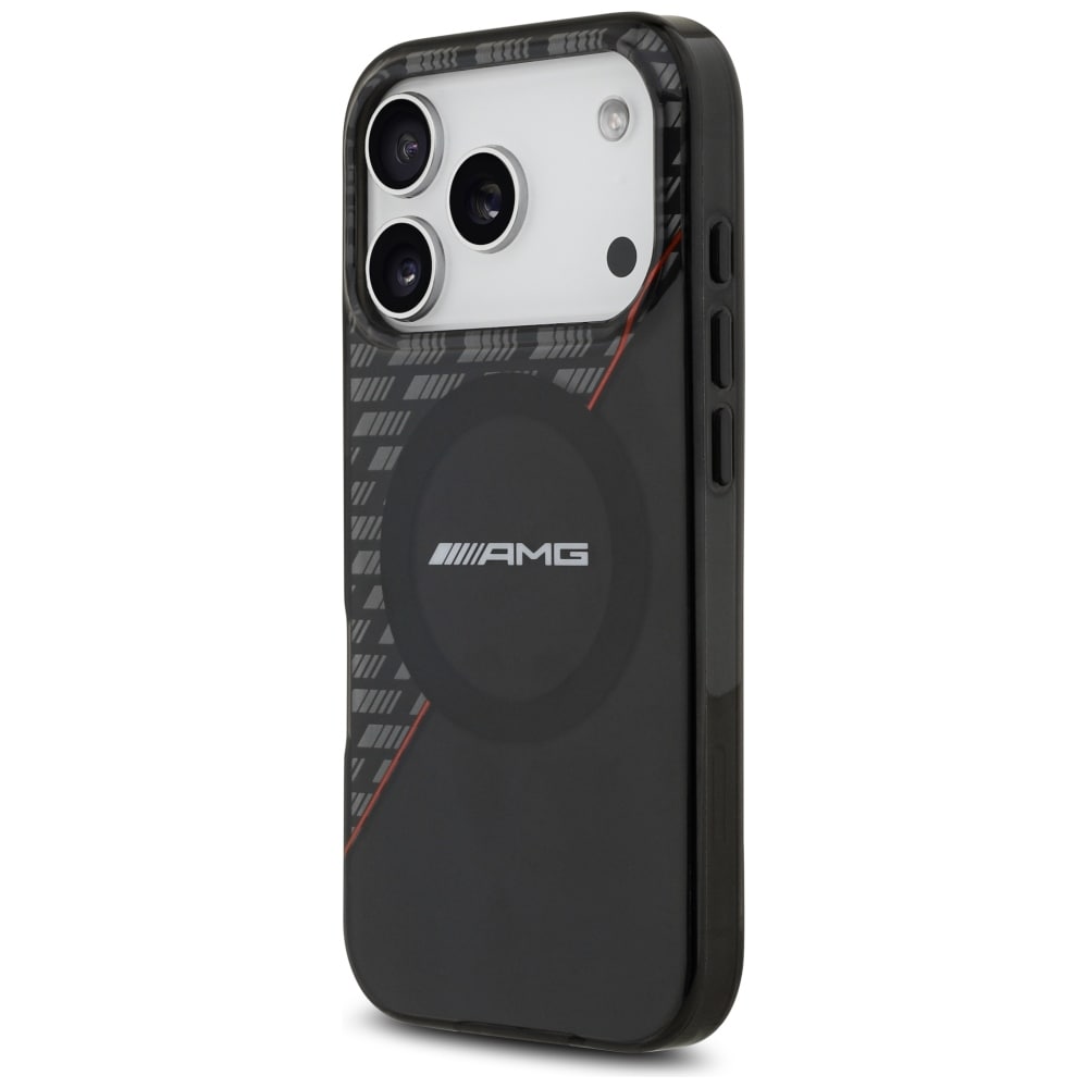 Mercedes AMG IML MagSafe-etui med dobbeltlag og romber til iPhone 18 Pro / 17 Pro – sort og rød